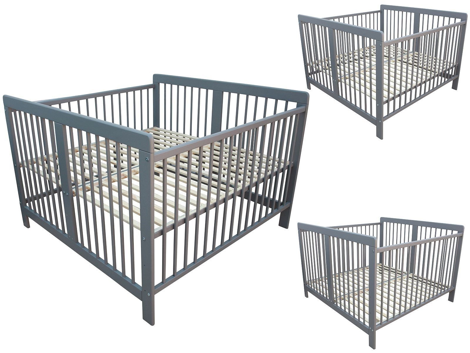 Kinderbett Zwillingsbett massiv grau 120x120cm