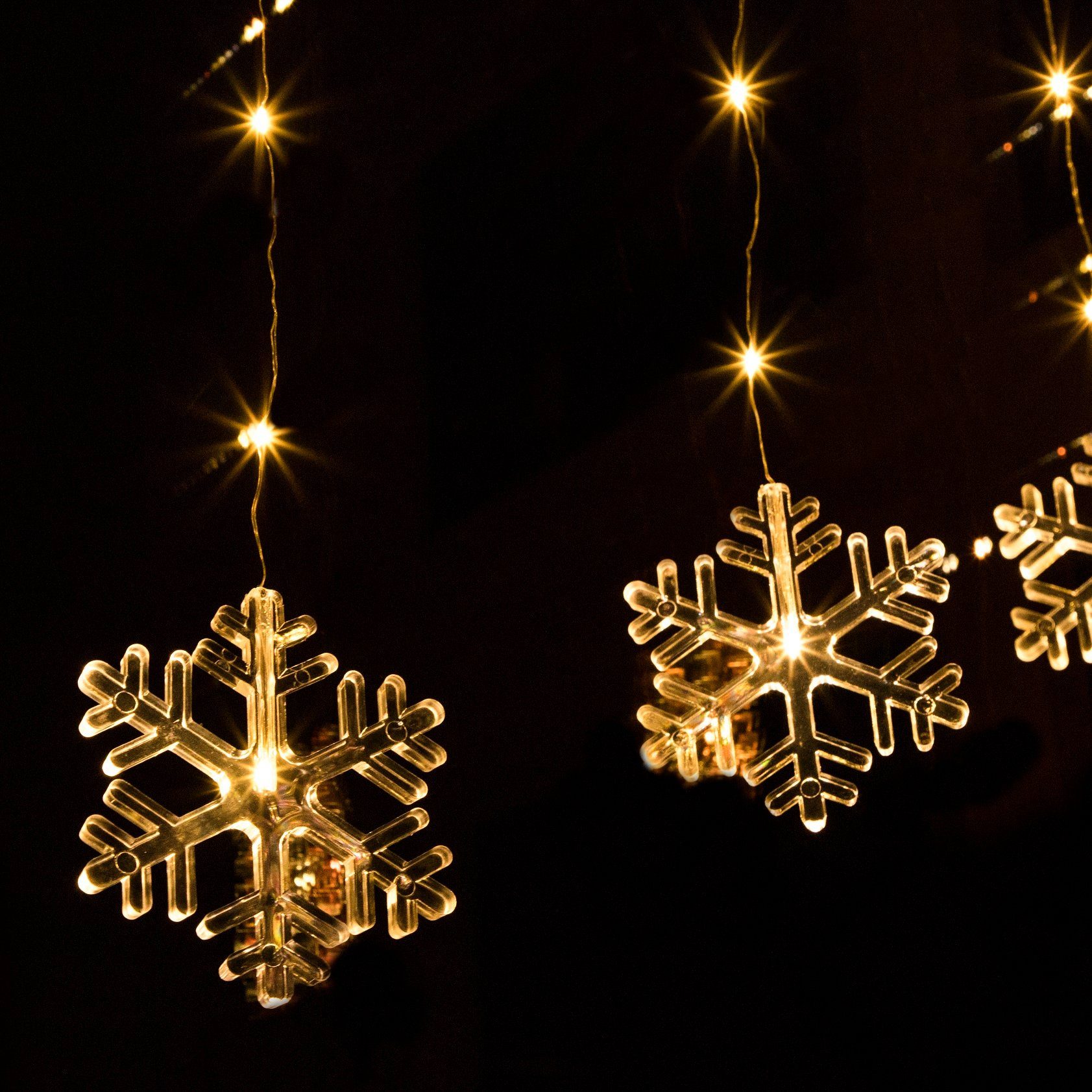 GartenHero LED-Lichtervorhang 47 LED Lichtervorhang warmweiß Lichterkette Lichternetz Weihnachten