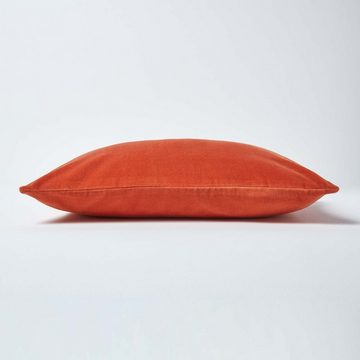 Kissenhülle Samt-Kissenbezug in Orange, 30 x 50 cm, Homescapes