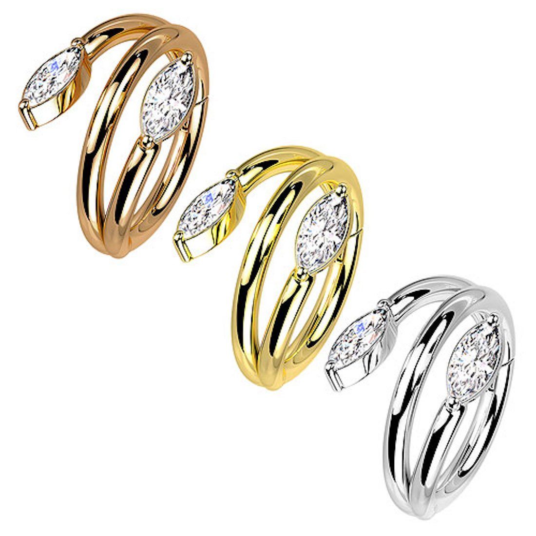 Taffstyle Nasenpiercing Septum Piercing Ring Segmentring Clicker Kristall D günstig online kaufen