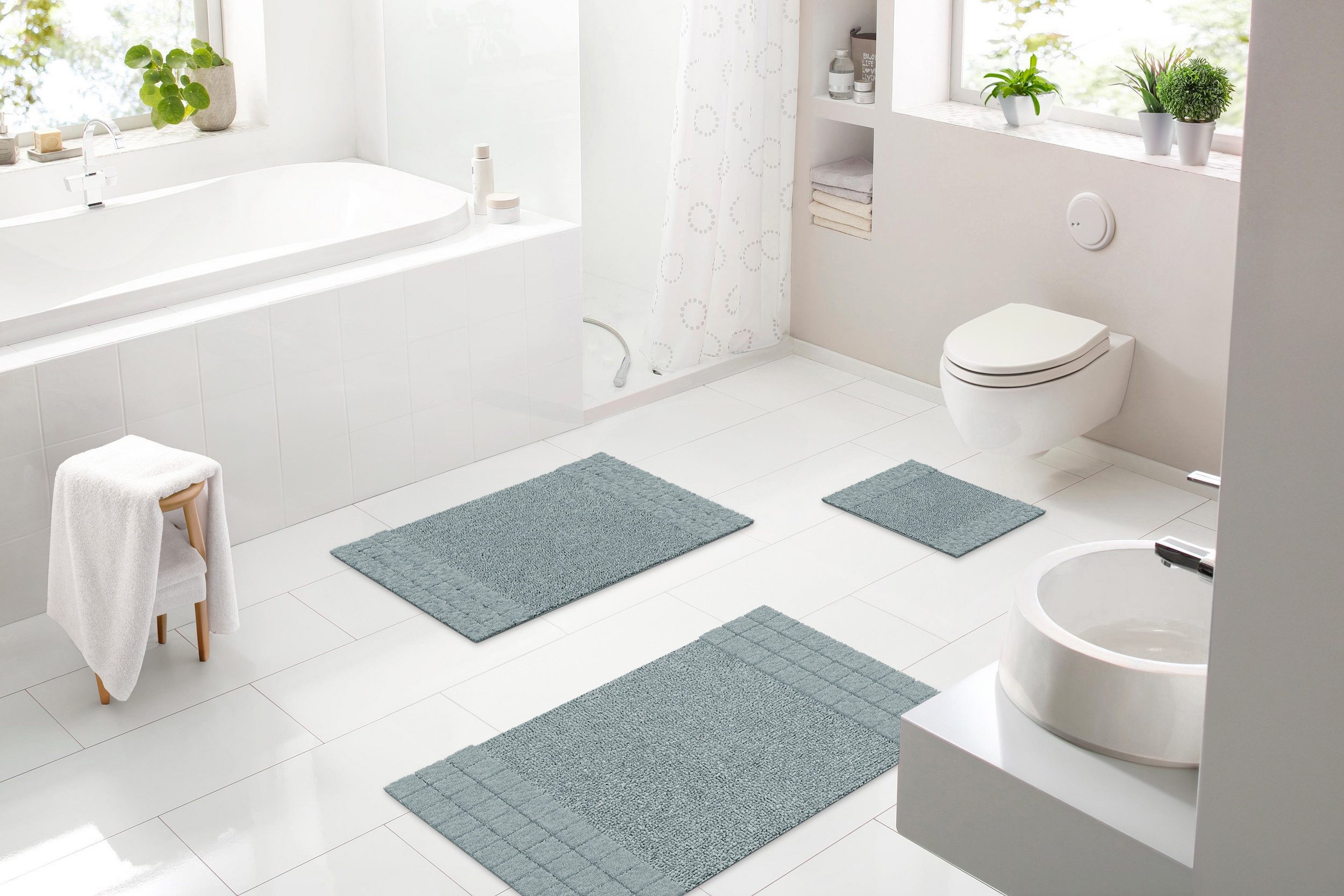 Linea Due Badematte Chees, Höhe 14 mm, rutschhemmend beschichtet, fußbodenheizungsgeeignet, Baumwolle, rechteckig