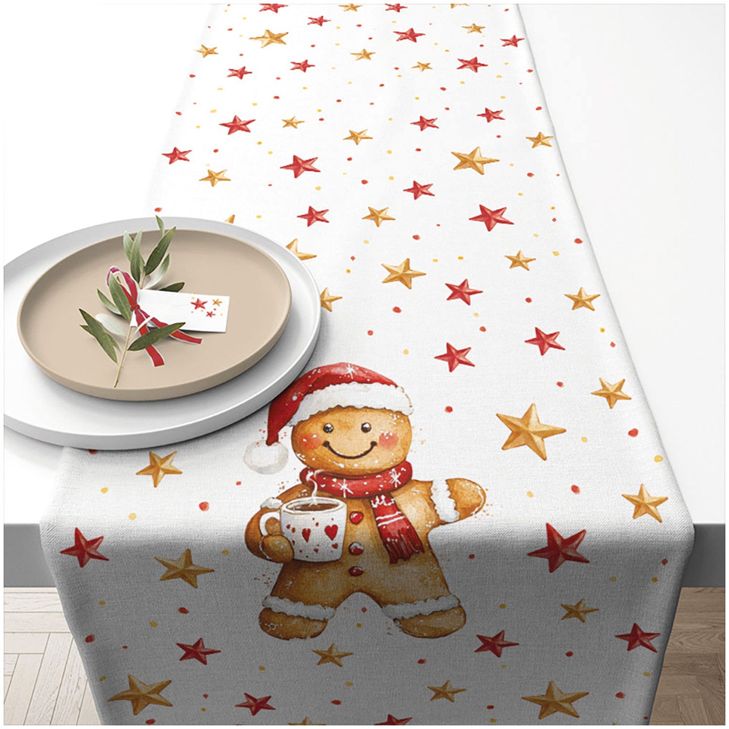 Ambiente® Tischläufer Cocoa and cookie (1-tlg, 1-teilig), Tischläufer Tischdecke ca.40x150cm Baumwolle