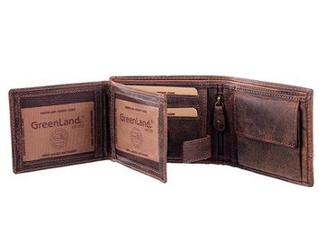 GreenLand Nature Geldbörse Classic, aus Leder mit Ziernaht im Querformat