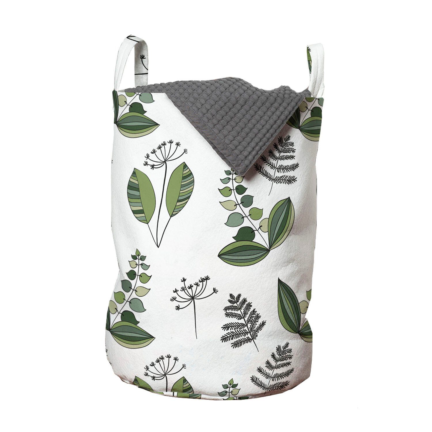 Abakuhaus Wäschesäckchen Wäschekorb mit Griffen Kordelzugverschluss für Waschsalons, skandinavisch Frische Blühende Pflanzen