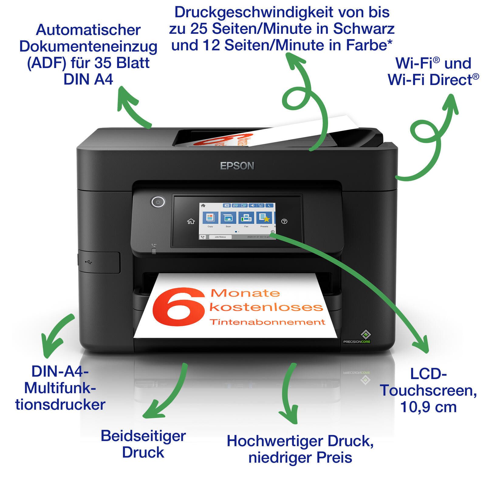 Epson WorkForce Pro WF-4825DWF Multifunktionsdrucker, (Duplexfunktion, ADF (Automatischer Dokumenteneinzug)