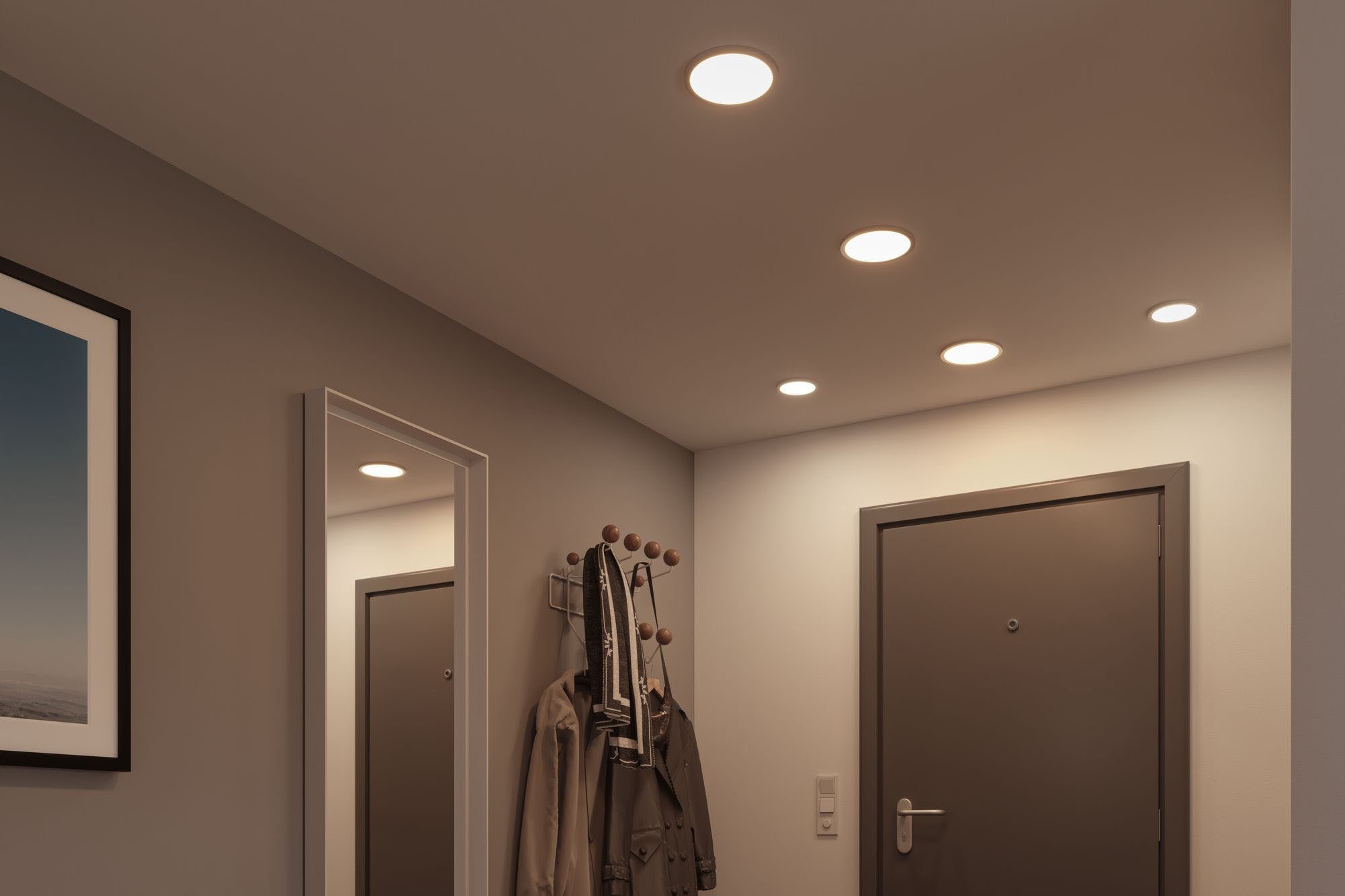 Paulmann LED Einbauleuchte Areo, mehrere Helligkeitsstufen, LED fest  integriert, Neutralweiß, LED-Modul, 3-Stufen-dimmbar, Einbau-Deckenlicht  mit besonders flacher Bauweise