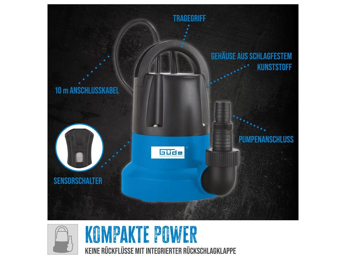 Güde Wasserpumpe Flachsaugerpumpe GFS 401 S, 400 W, 7.000 l/h Fördervolumen, max. Förderhöhe 8 m – Bild 2 von 5