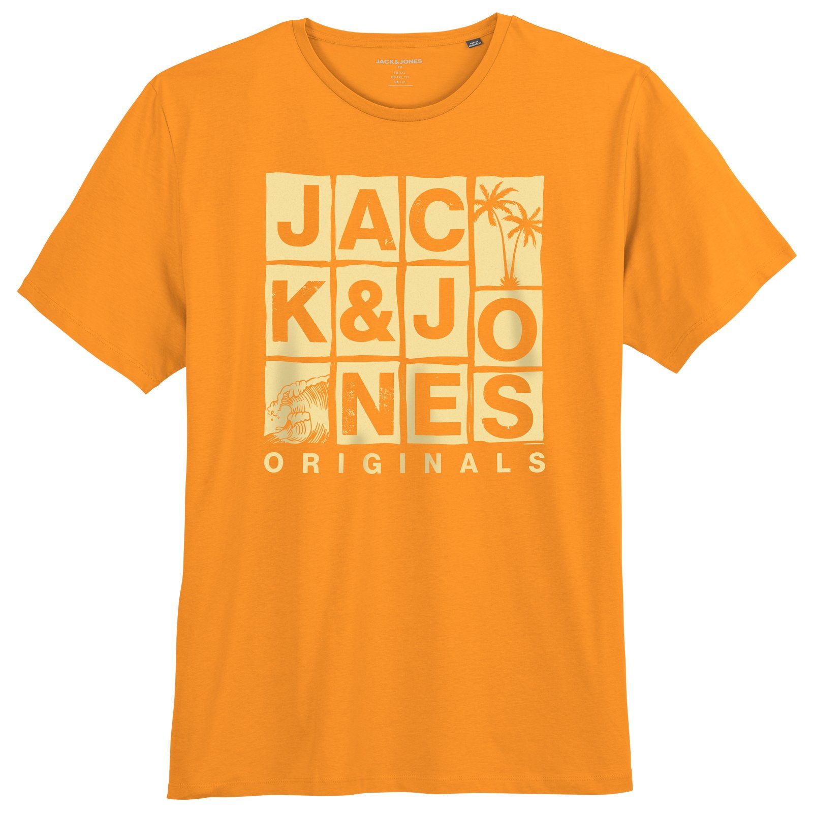Jack & Jones Rundhalsshirt Große Größen Logoprint Herren T-Shirt orange JORCHANCE Jack&Jones