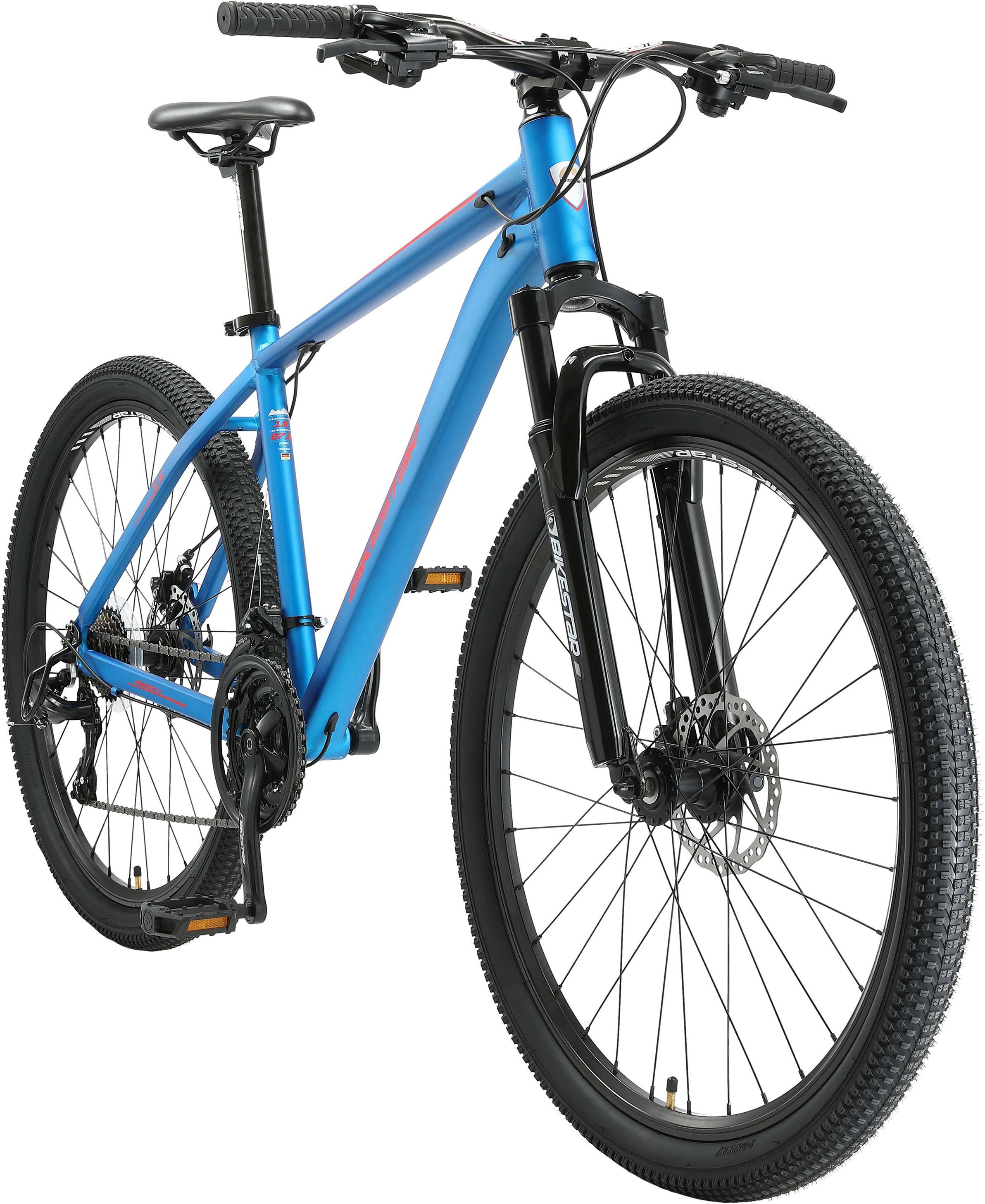 Bikestar Mountainbike, 21 Gang Shimano RD-TY300 Schaltwerk, Kettenschaltung, für Damen und Herren, Kettenschaltung