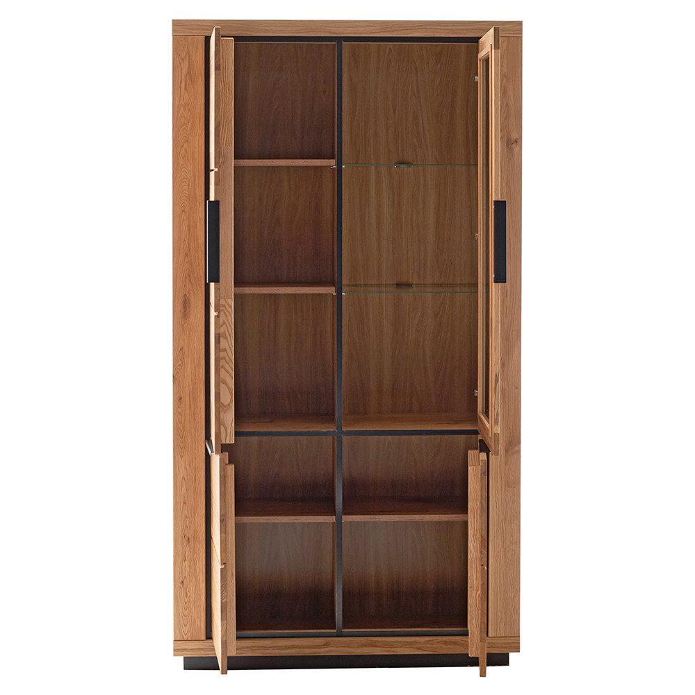 Lomadox Vitrine GIUSTINO-06 Eiche teilmassiv geölt, Massivholzfronten, 107c günstig online kaufen