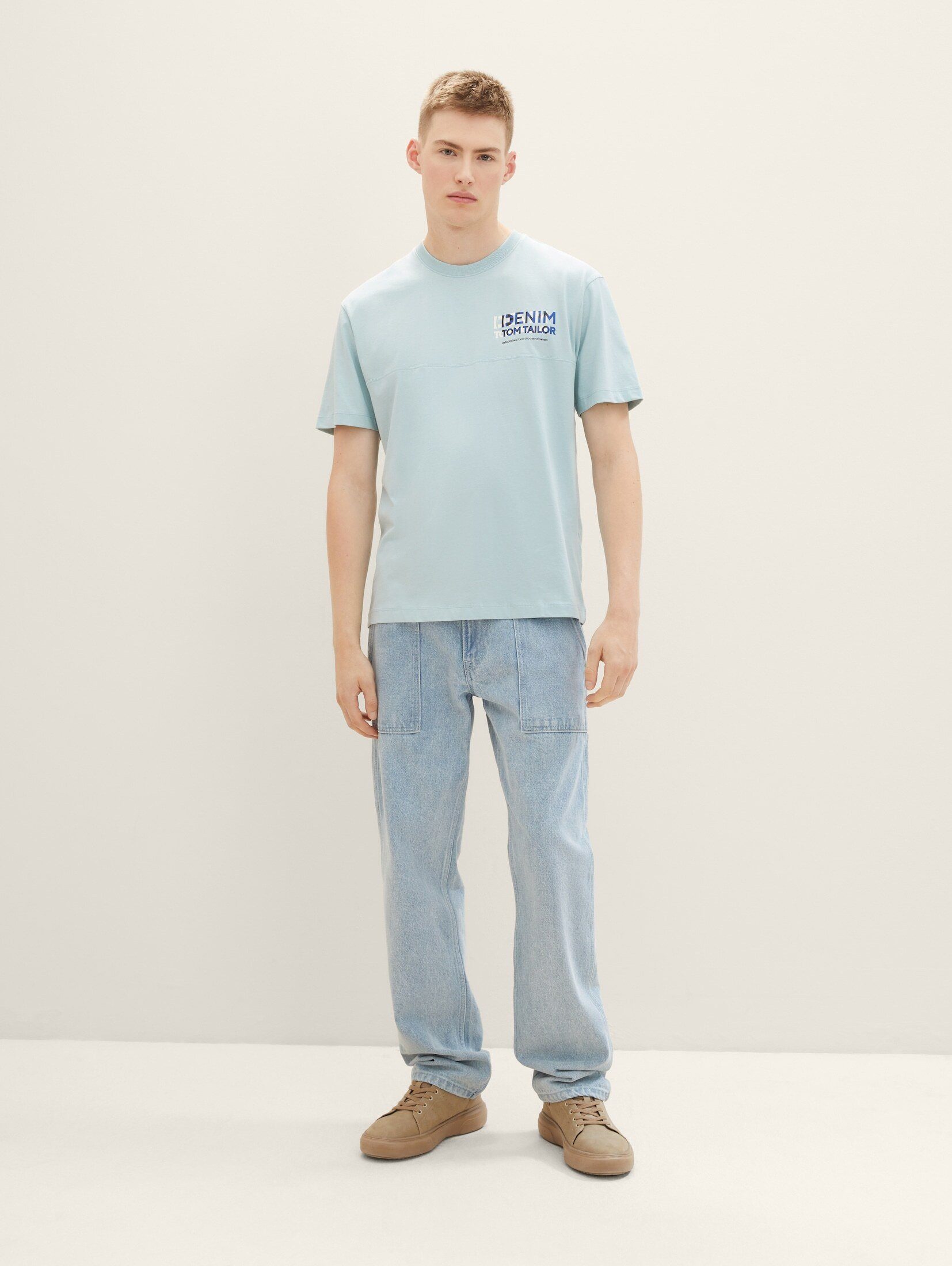 Denim TOM blue mit TAILOR Bio-Baumwolle mint T-Shirt T-Shirt dusty