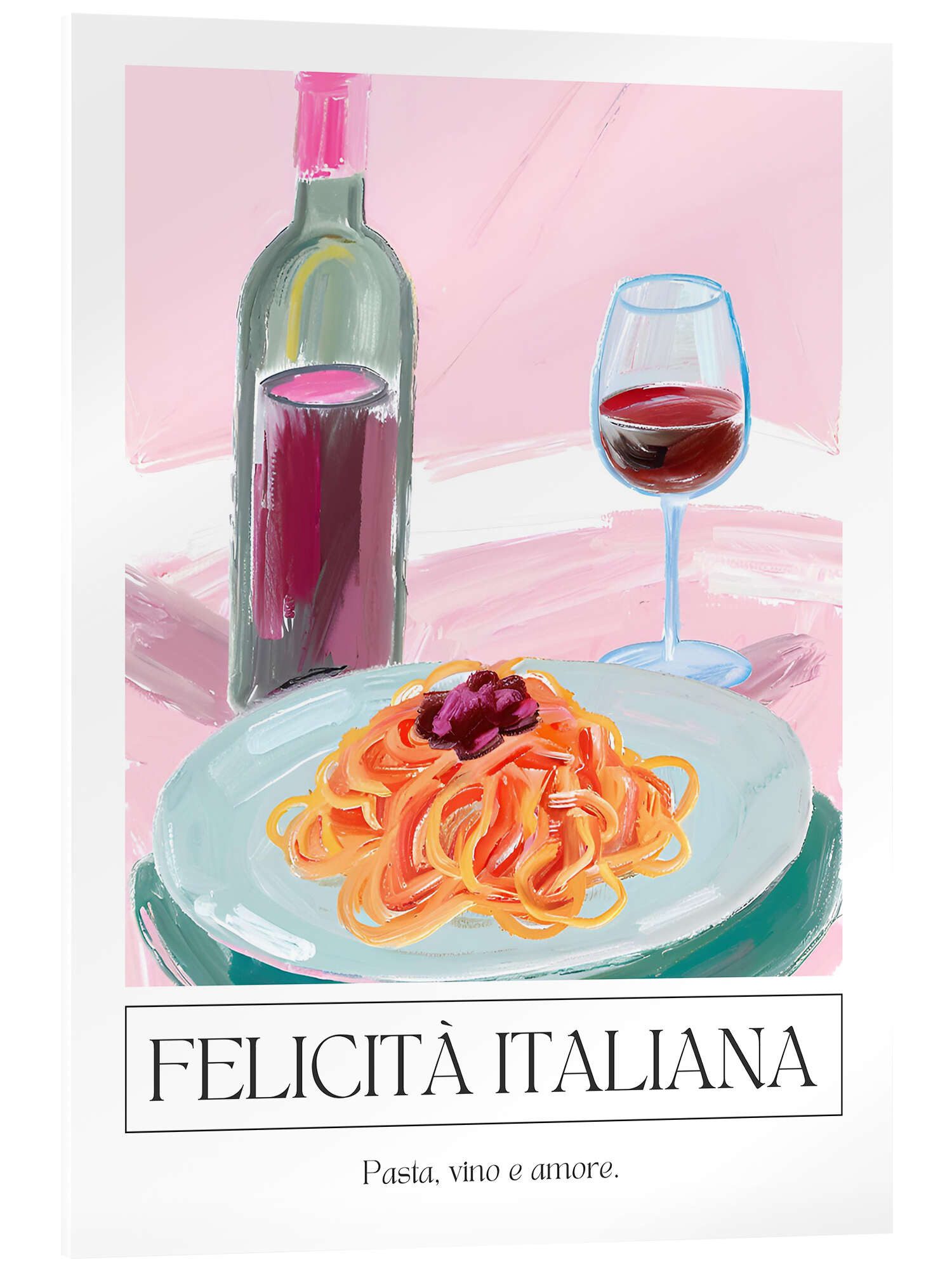 Posterlounge Acrylglasbild Ohkimiko, Felicità Italiana - Paste, Vino e Amore, Bar Mediterran Malerei