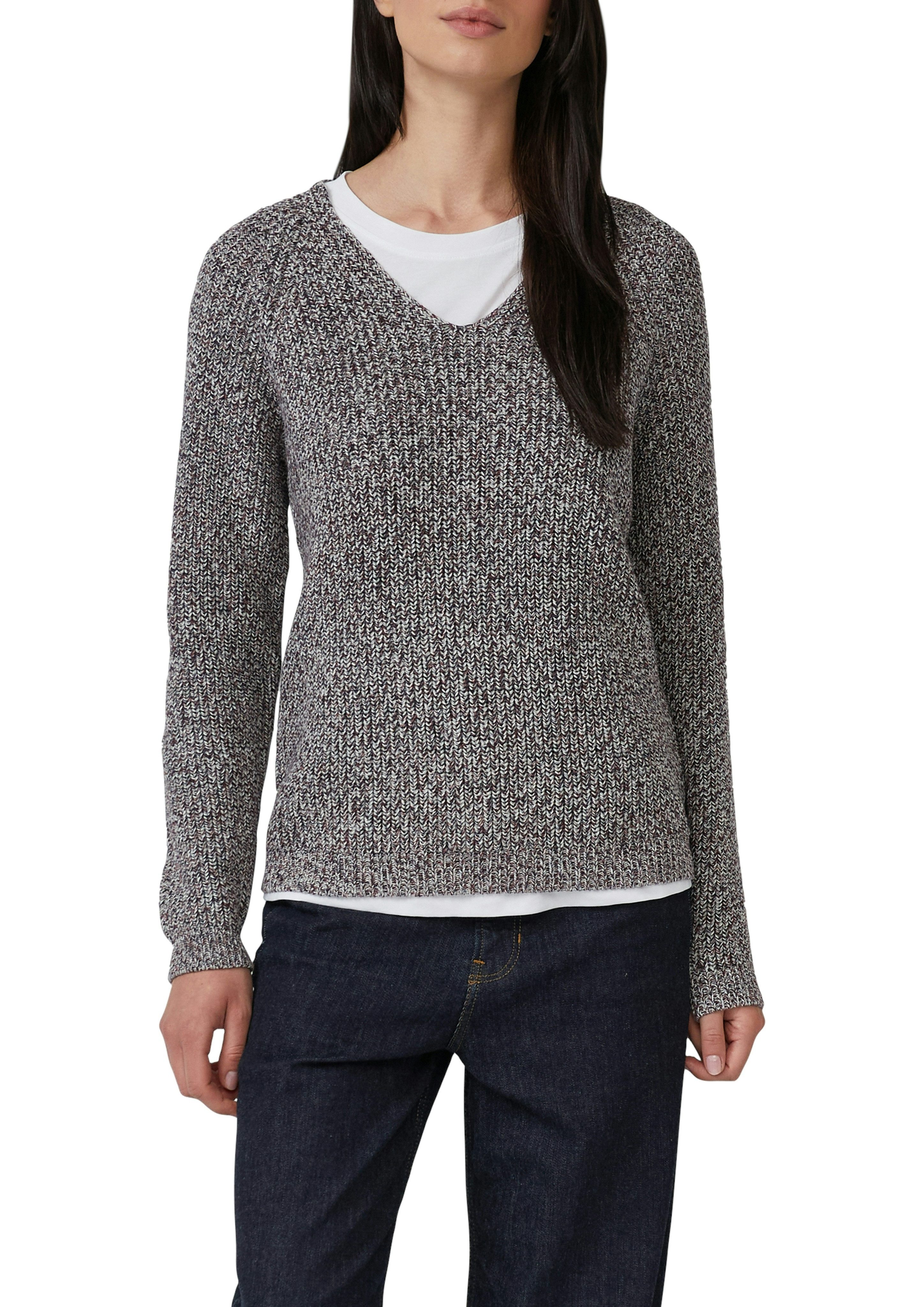 s.Oliver Strickpullover mit V-Ausschnitt, meliert