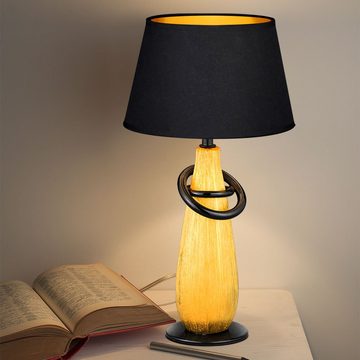 etc-shop LED Tischleuchte, Leuchtmittel inklusive, Warmweiß, Tischlampe Nachttischleuchte Tischleuchte LED Keramik Textil H 38cm