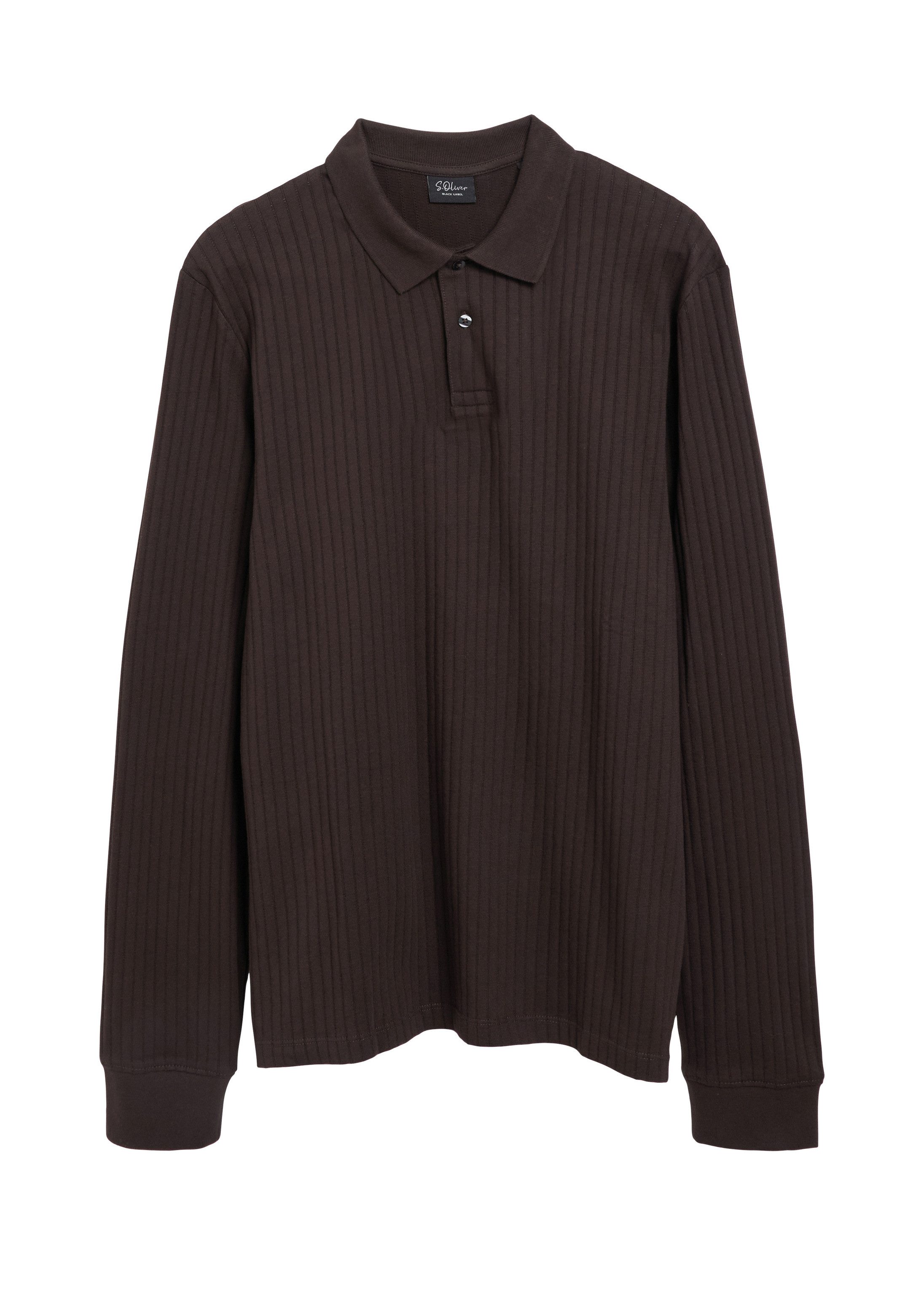 s.Oliver Langarmshirt Polo-Shirt Hochwertiges Jersey-Poloshirt mit Rippstruktur