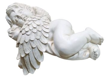 Fachhandel Plus Gartenfigur Regal-Engel mit Flügel liegend Kanten-Figur, (1 St), aus Kunstharz (Polyresin), für In- und Outdoor, Grabengel, Grabschmuck, Kantenhocker
