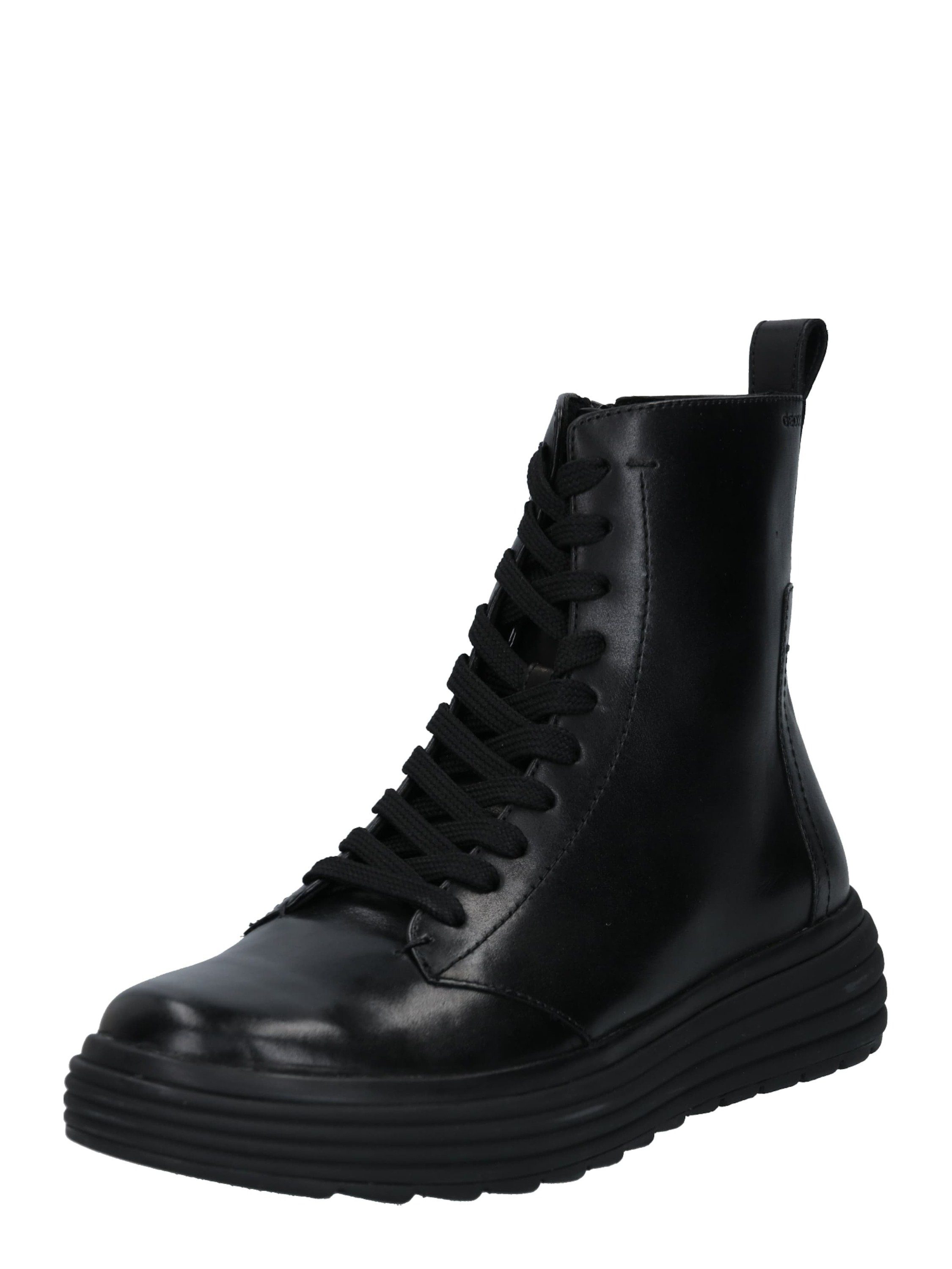 Geox Damen Stiefeletten D Phaolae A – Aus Glattleder, Mit Reißverschluss & Schnürung, Absatz 5 Cm