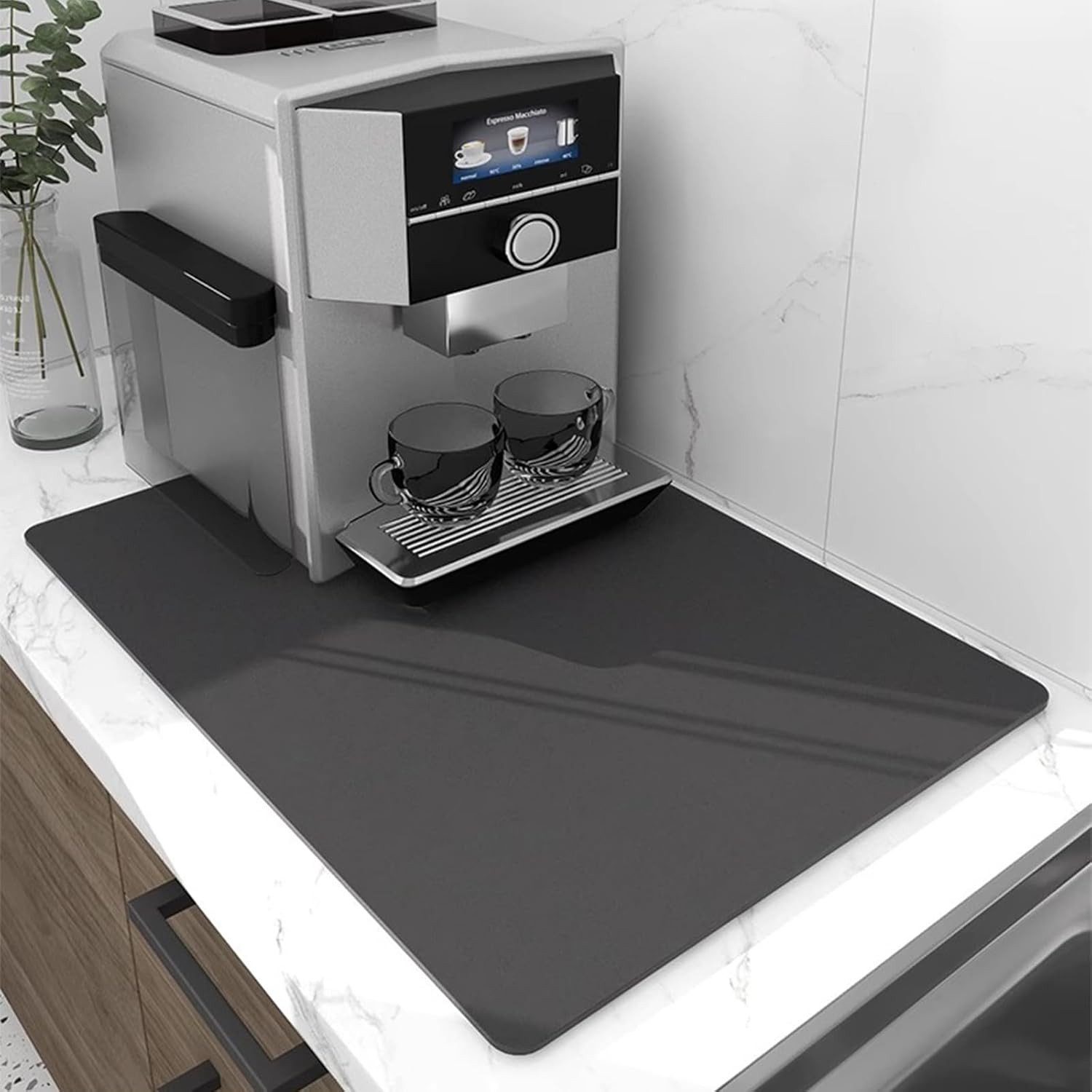 Coonoor Abtropfmatte Superabsorbierende Kaffeemaschinenmatte, Küchen-Absorptionsmatte, rutschfeste Tropfmatte, geeignet für Spüle, Kaffeemaschine, Badezimmer