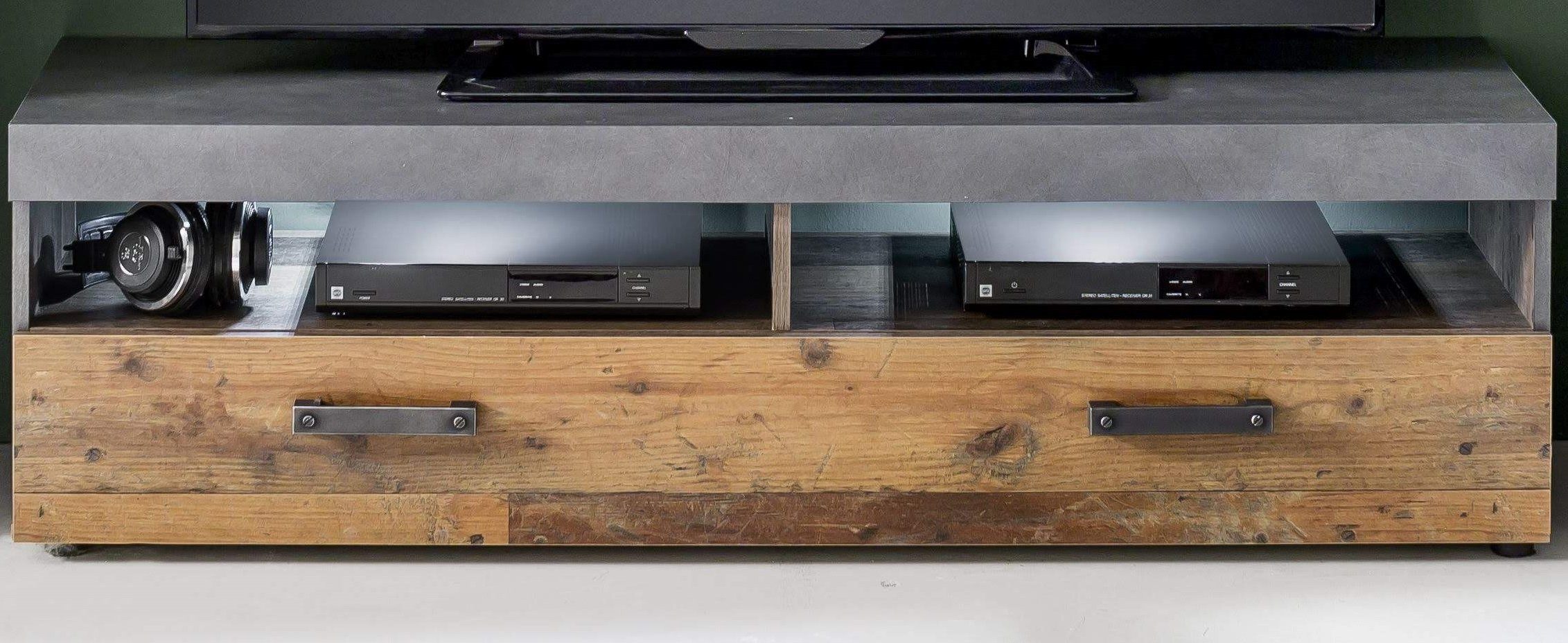 trendteam Lowboard TV Lowboard & Wandboard Indy, Old Used Wood / Matera grau, 2-teilig