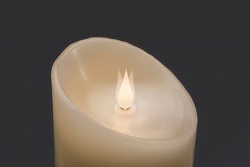 KONSTSMIDE LED-Kerze (1-tlg), LED Echtwachskerze, weiß, mit 3D Flamme, Ø 7,5 cm, Höhe: 20,5 cm