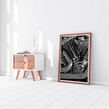 Sinus Art Poster 60x90cm Künstlerische Fotografie Poster Chrom Motor Schwarz Weiß