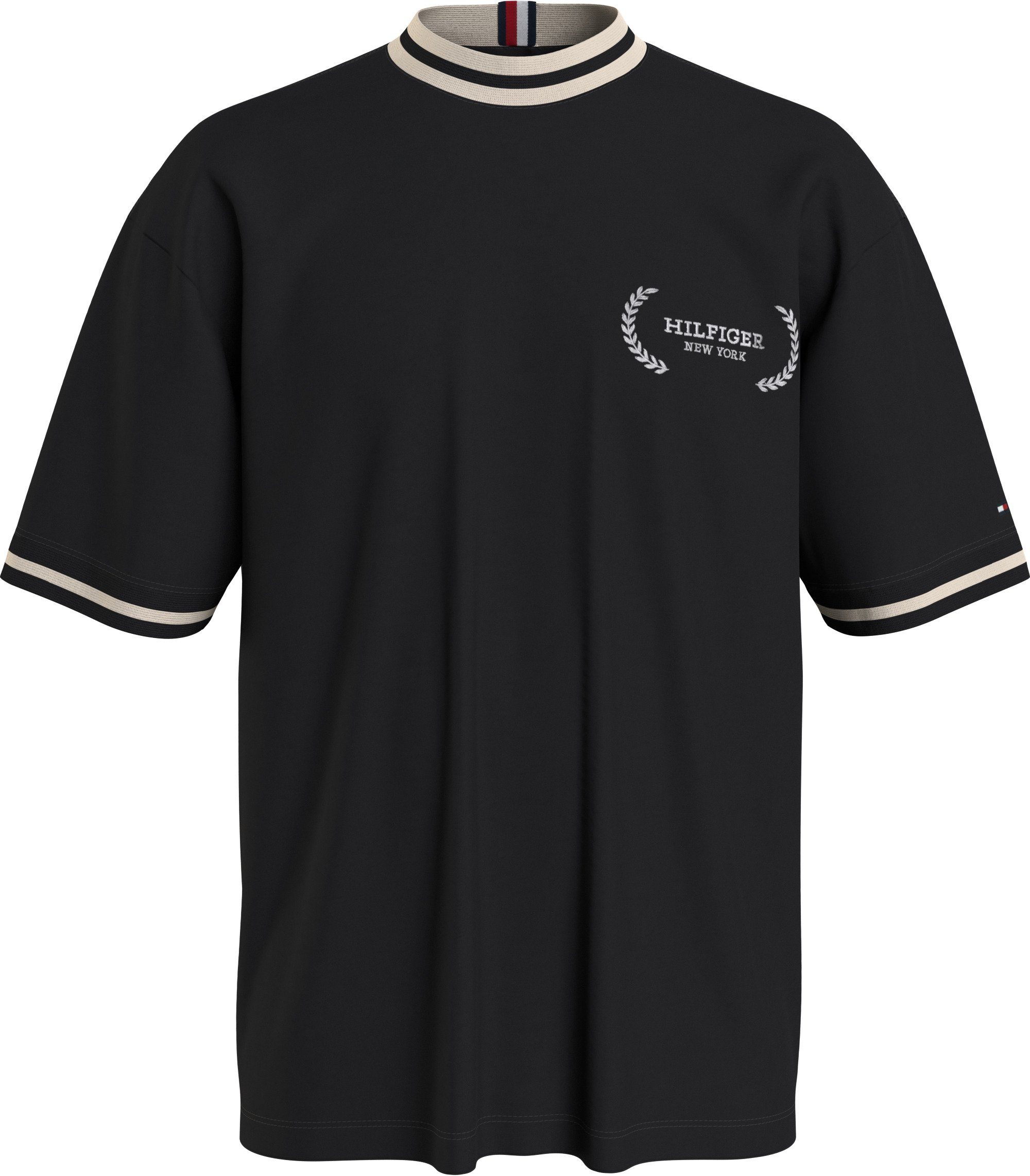 Black Hilfiger TEE Tommy T-Shirt TIPPED LAUREL