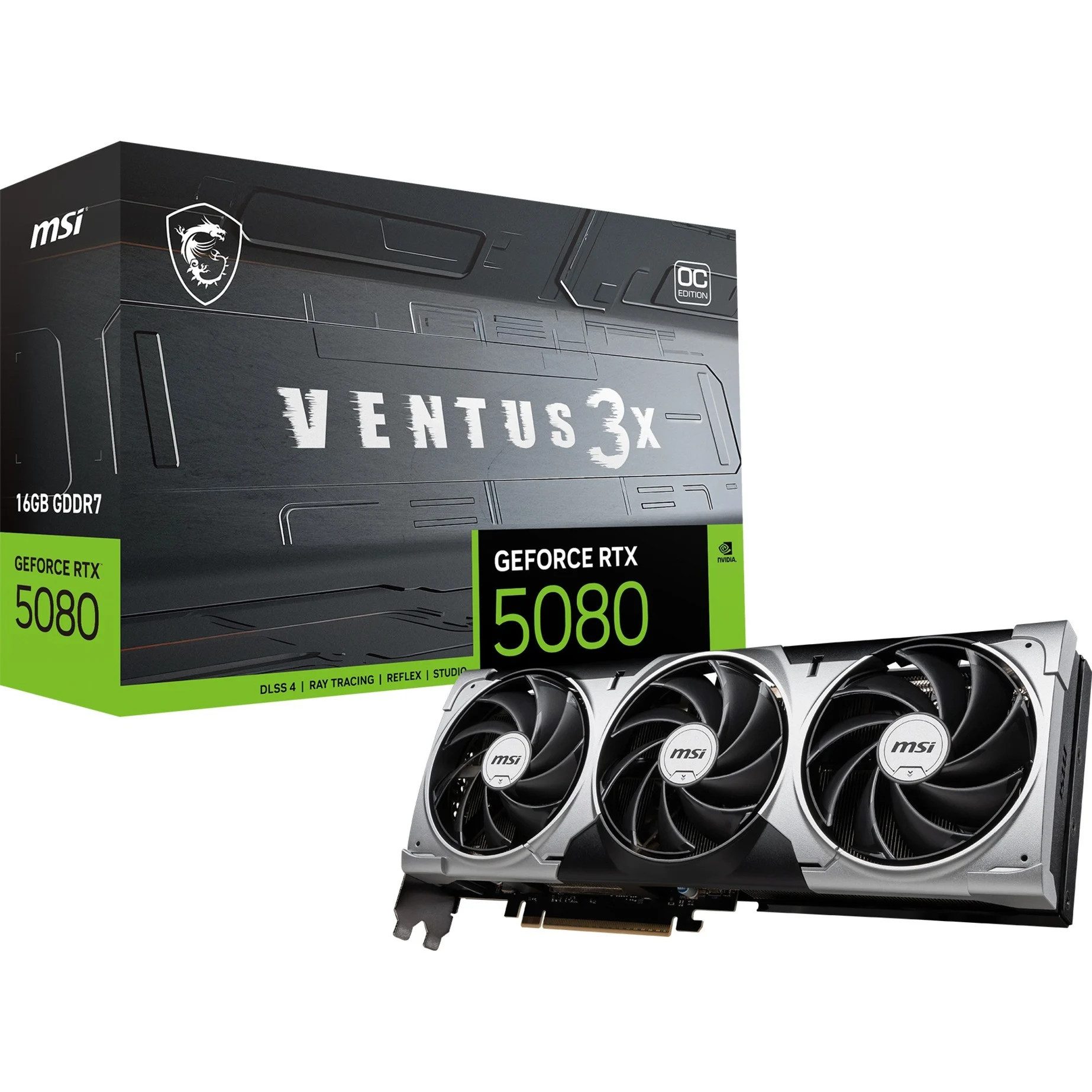 MSI GeForce RTX 5080 VENTUS 3X OC Grafikkarte (16 GB, GDDR7)