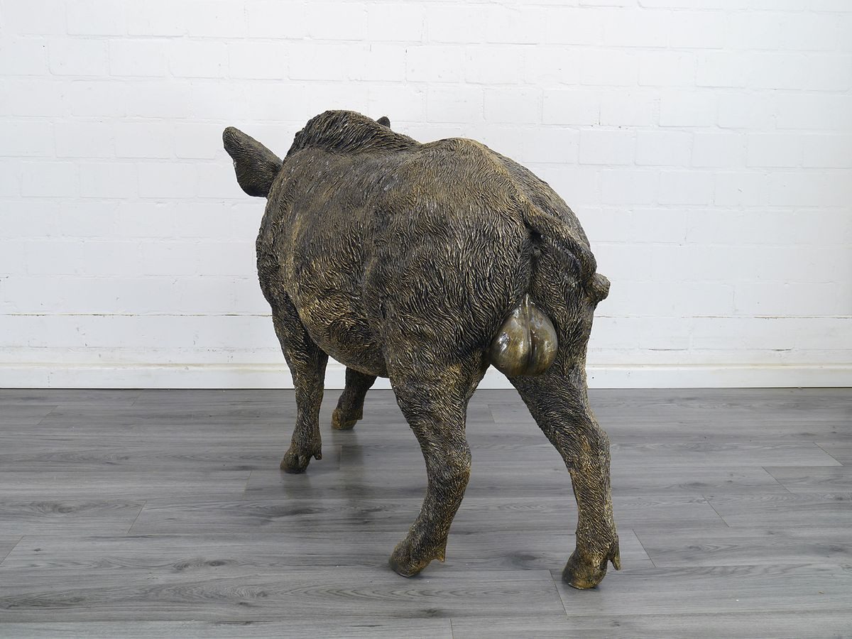 AFG Tierfigur Stehender Wildschwein Gartenfigur Goldfarben aus Kunstharz