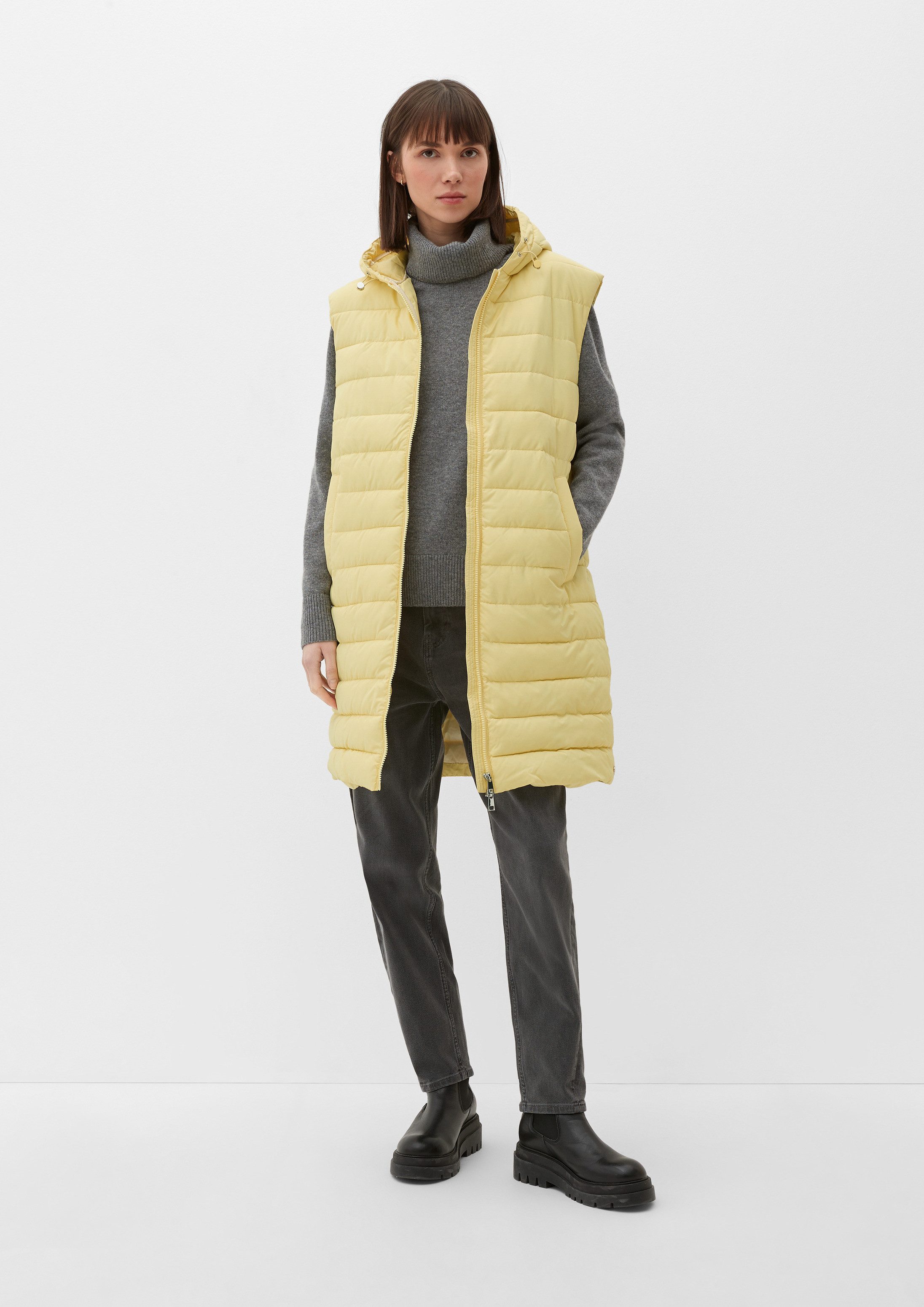 s.Oliver Outdoorjacke Outdoor-Weste Steppweste mit Kapuze