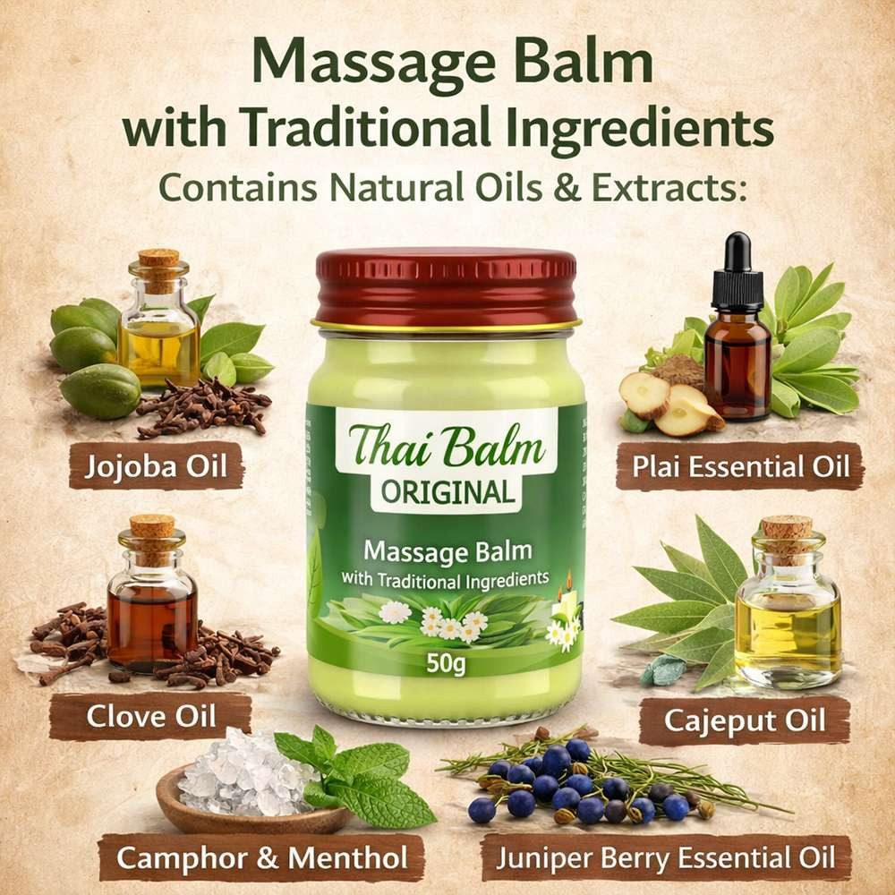 Wang Prom Körperbalsam Thai Kräuter Balm Balsam 100g Thai-Herbs für Massage Hautpflege Thai-Herbs