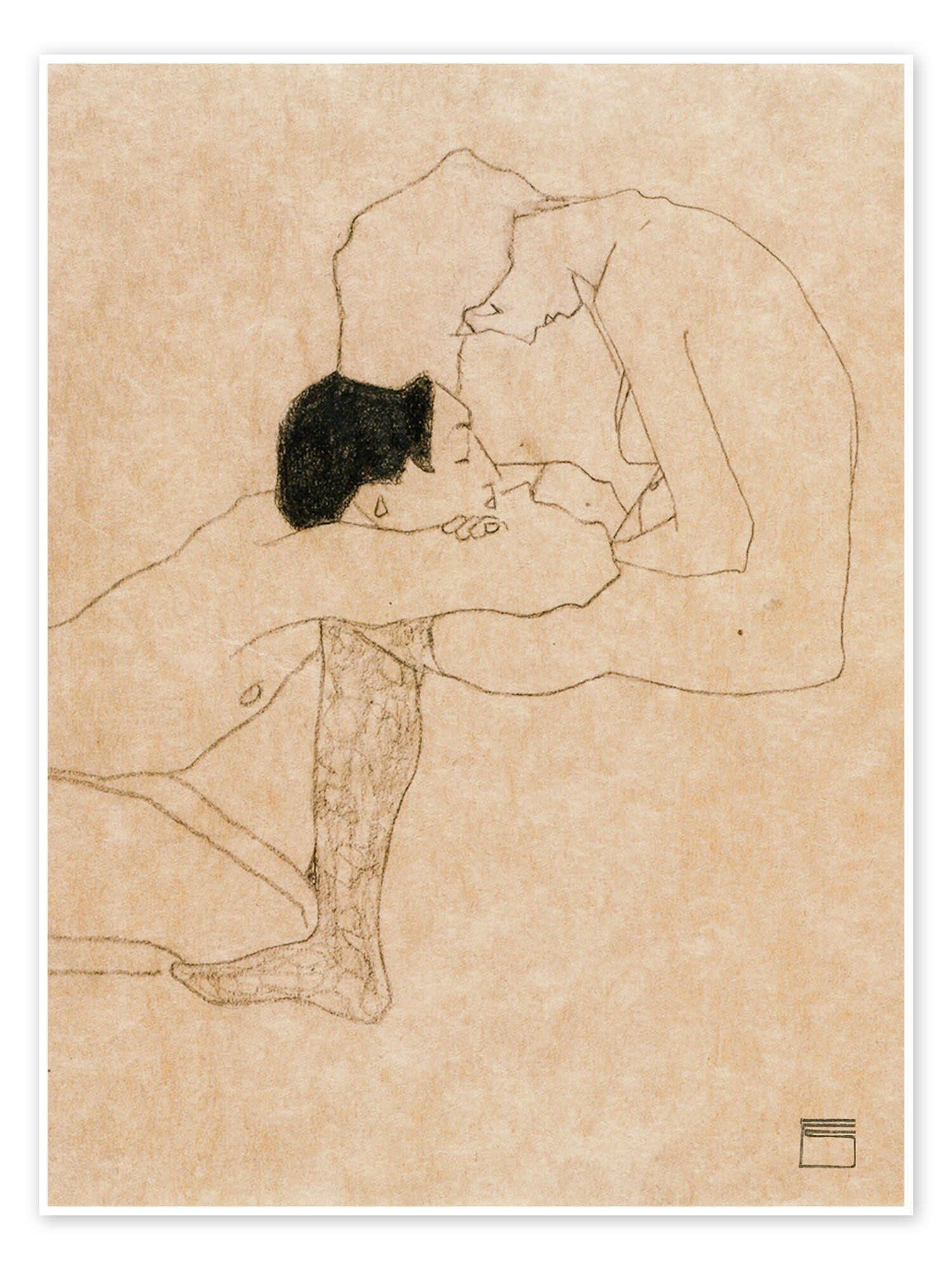 Posterlounge Wandbild Liebende, 1909, Egon Schiele, erhältlich als Poster, Leinwandbild, Wandsticker oder Acrylglasbild