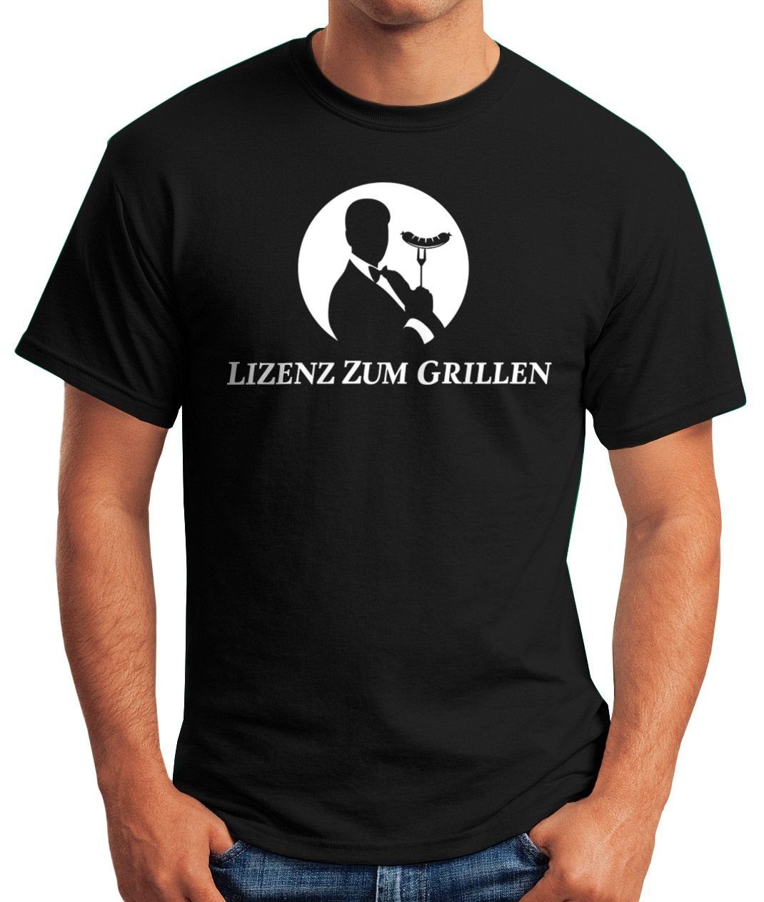 MoonWorks Print-Shirt Herren Grillen Agent zum Parodie Print Lizenz T-Shirt lustig mit Moonworks® Fun-Shirt