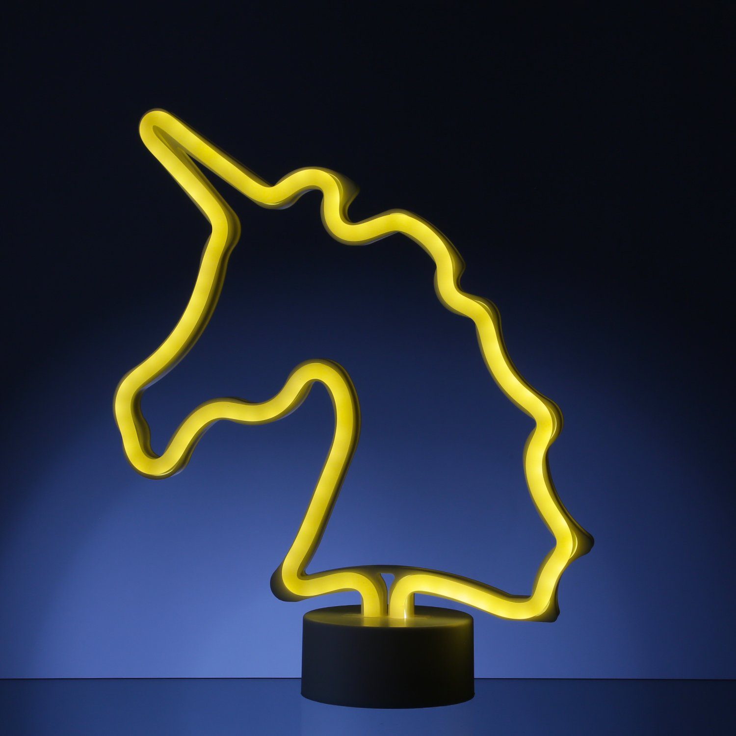 SATISFIRE LED Dekolicht LED NEON Figur Einhorn Neonlicht Schild Leuchtfigur USB 30cm warmweiß, LED Classic, warmweiß (2100K bis 3000K)