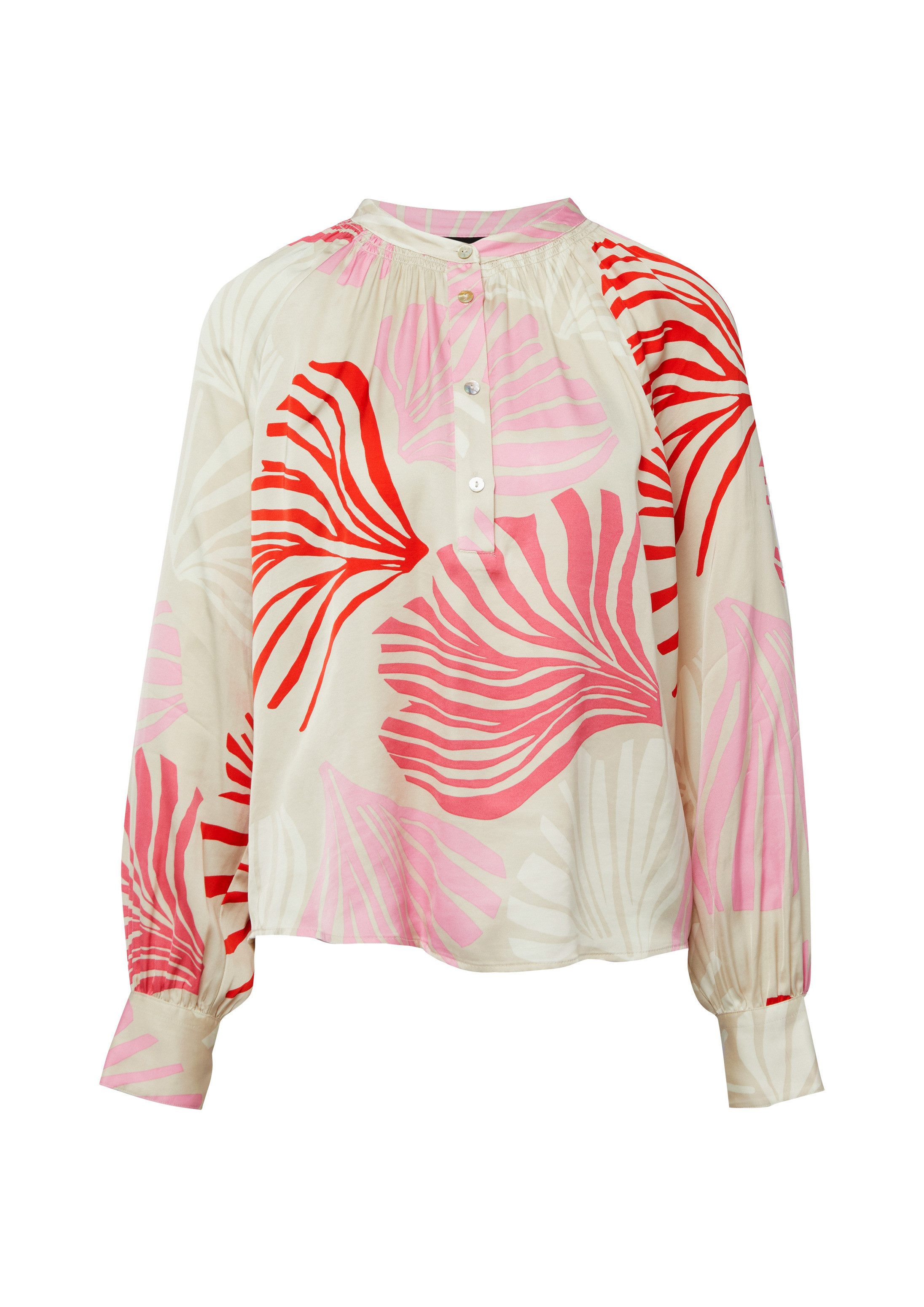 s.Oliver Langarmbluse Bluse Bluse mit All-over-Print und Smok-Details
