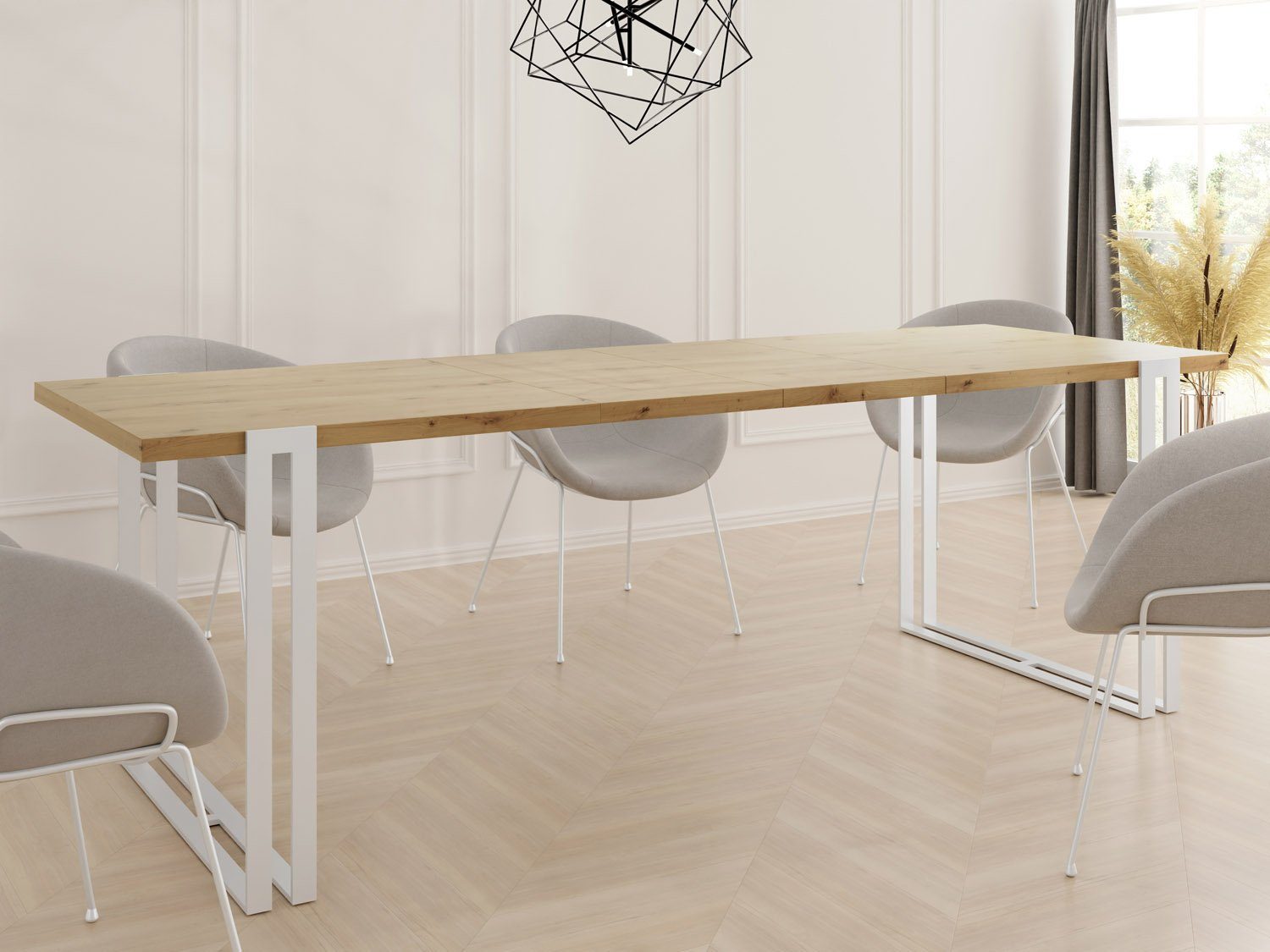 mit Ausziehbar Metallbeinen Eiche im Artisan Esstisch Glamour WFL Tisch Lilo, Loft-Stil GROUP