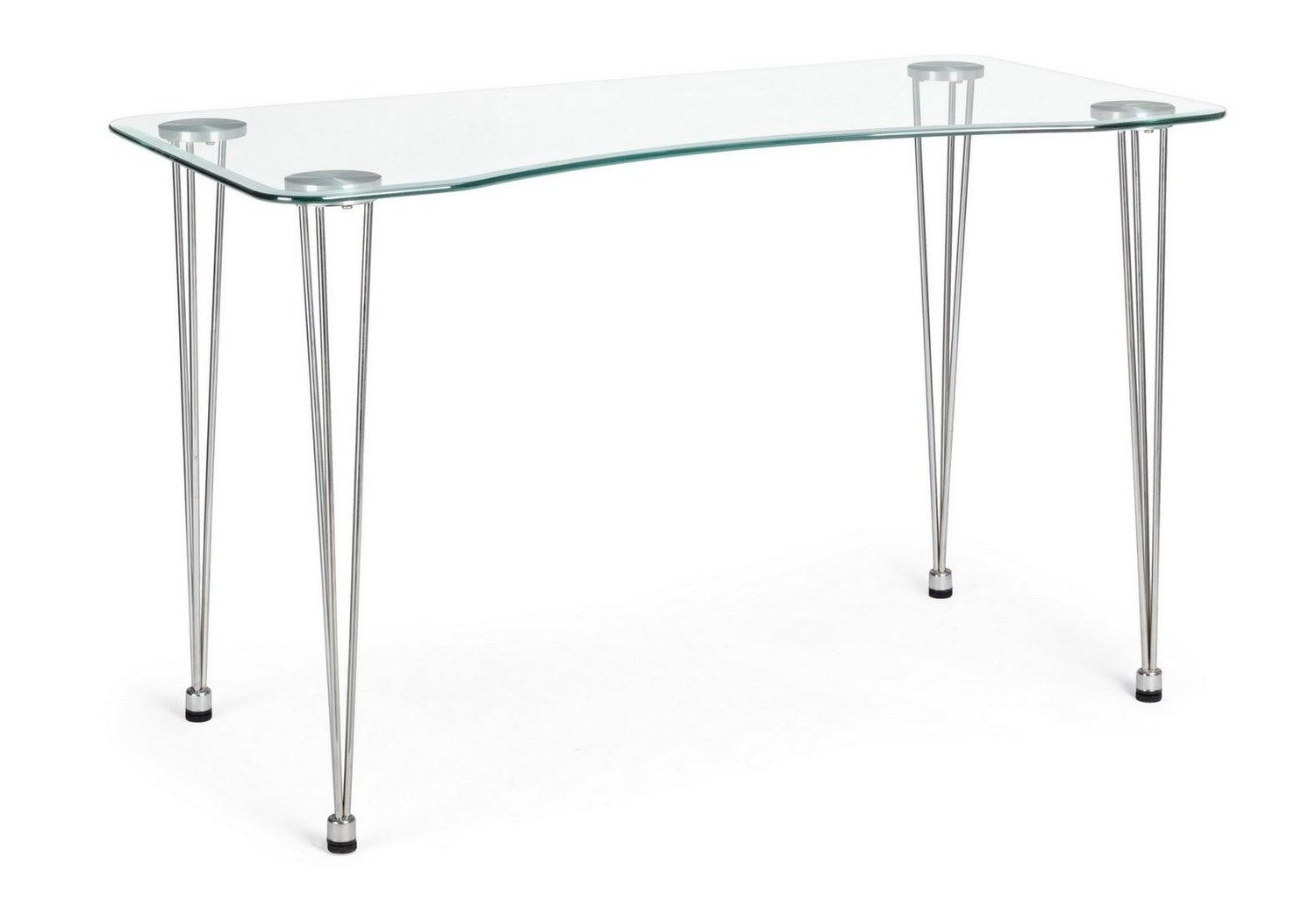 Natur24 Schreibtisch Rondon Schreibtisch Stahl Glas Silber Transparent 120 x 60 x 74 cm