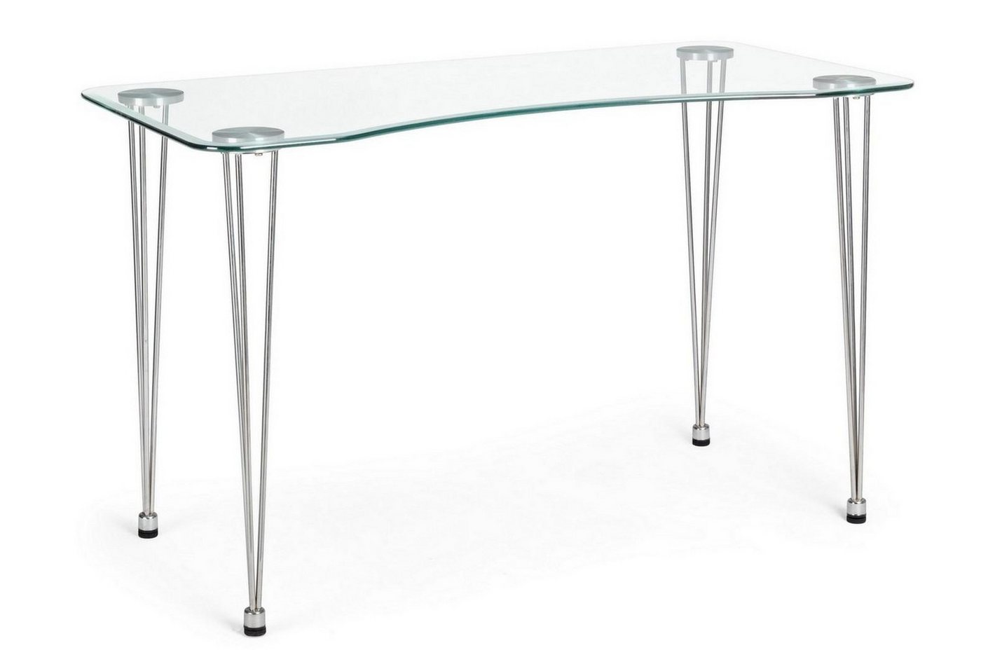 Natur24 Schreibtisch Rondon Schreibtisch Stahl Glas Silber Transparent 120 x 60 x 74 cm