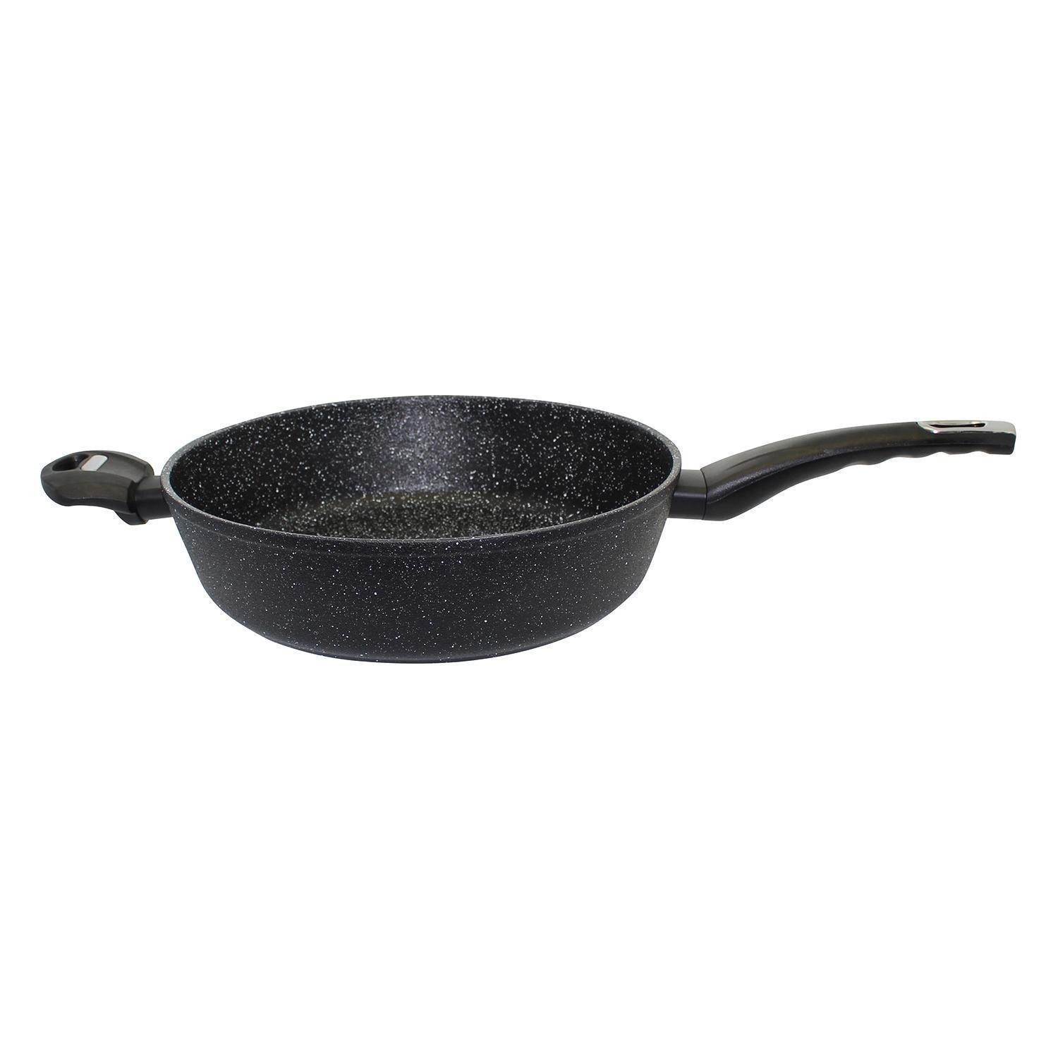 Elo Schmorpfanne GRANIT EVOLUTION, Schwarz, alle Herdarten, Aluminium (1-tlg), Gegengriff und Stielgriff aus Kunststoff, Edelstahlboden, Ø 28 cm