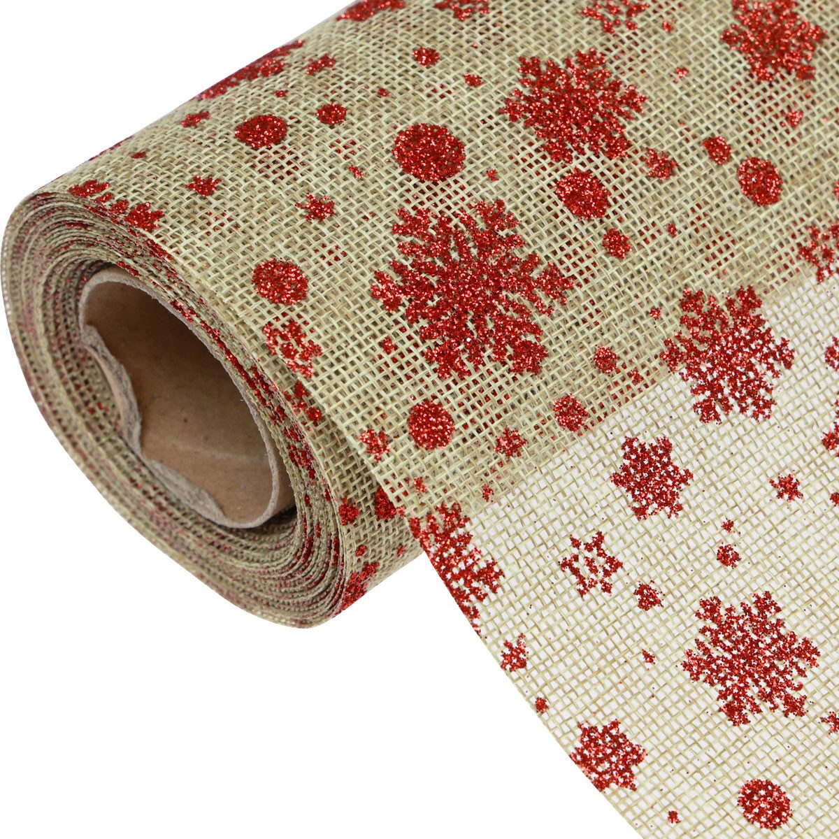 Florists Products Tischläufer Tischläufer Weihnachten Tischband Schneeflocken Jute 48×450cm