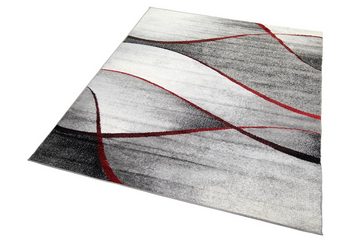 Teppich Moderner Wohnzimmer Teppich Wellen Design in rot grau anthrazit - pflegeleicht, Teppich-Traum, rechteckig, Höhe: 8 mm