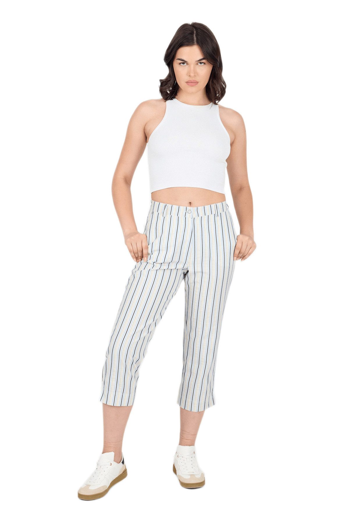 Phistan Relaxhose Damenhose aus Baumwoll-Polyester – gestreift