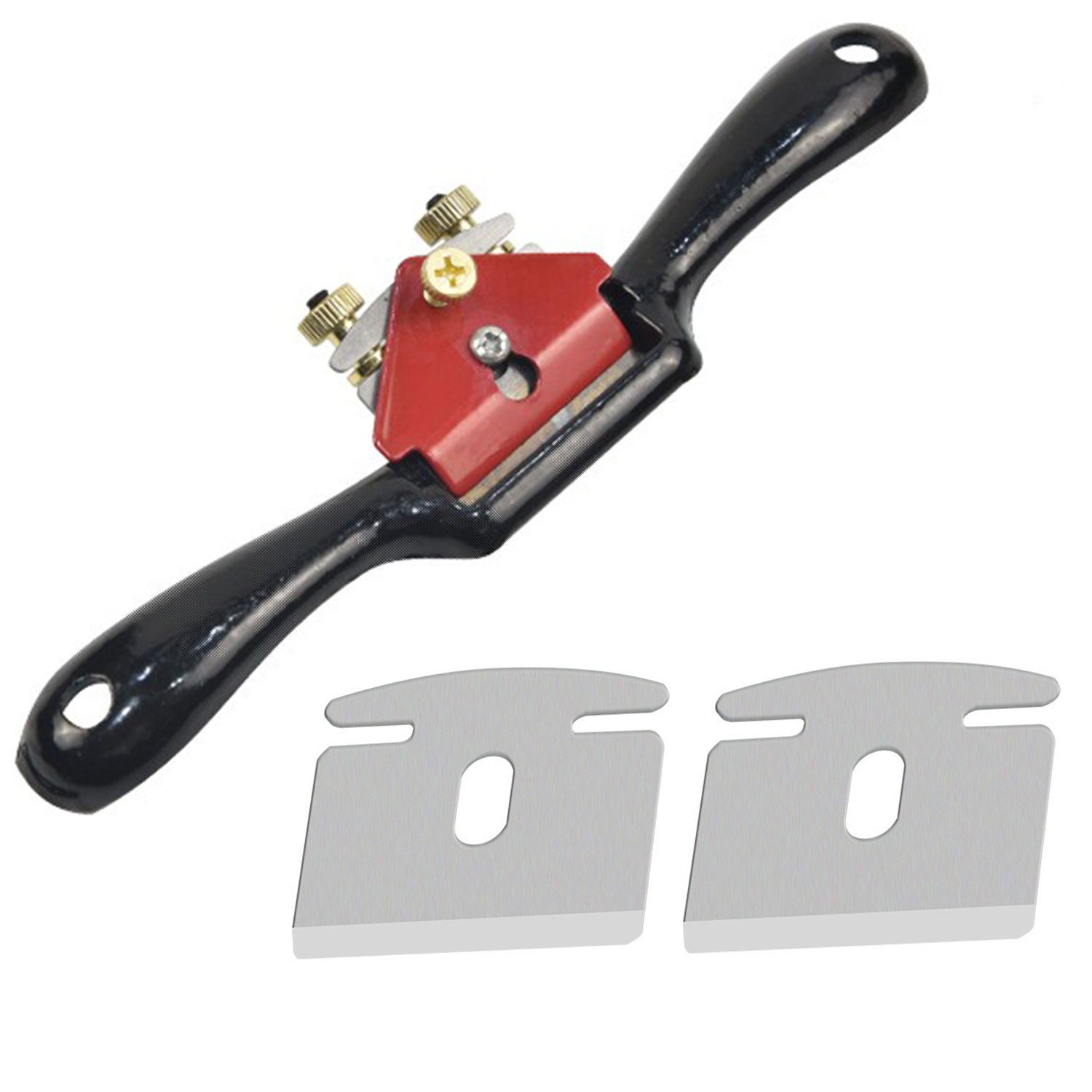 Refttenw Blockhobel Schweifhobel Schabhobel Verstellbare Handhobel mit 2 Ersatzklingen, Hobeleisenbreite 43,00 mm
