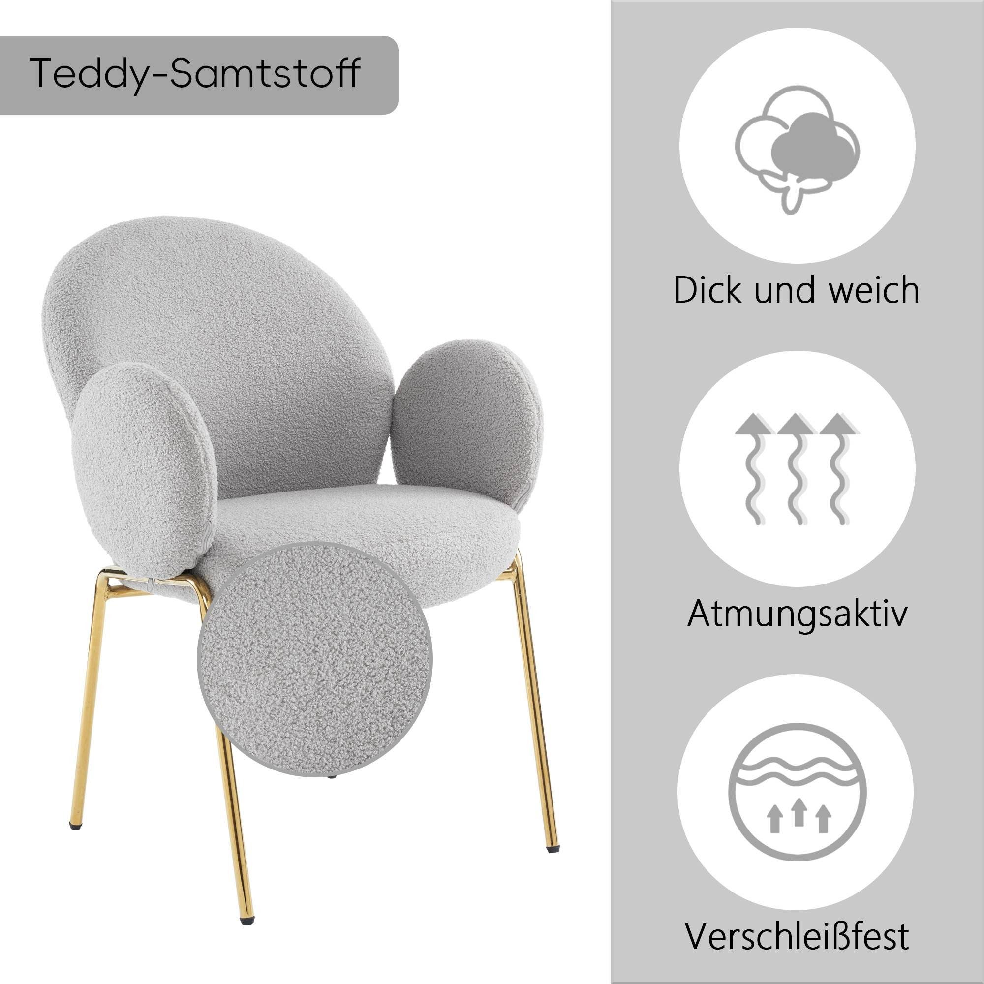 | Set, Polsterstuhl Set), Sofastuhl Sessel Wohnzimmerstuhl Grau BlingBin (1/2er Grau Teddy-Samt-Freizeitstuhl 1-St., einzelner 1/2er