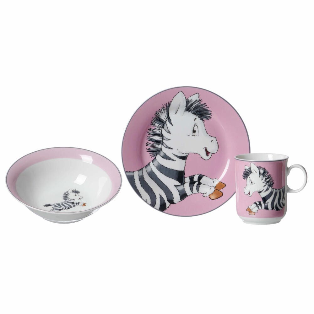 Ritzenhoff & Breker Kindergeschirr-Set Happy Zoo - Zebra Zoe (3-tlg), Porzellan