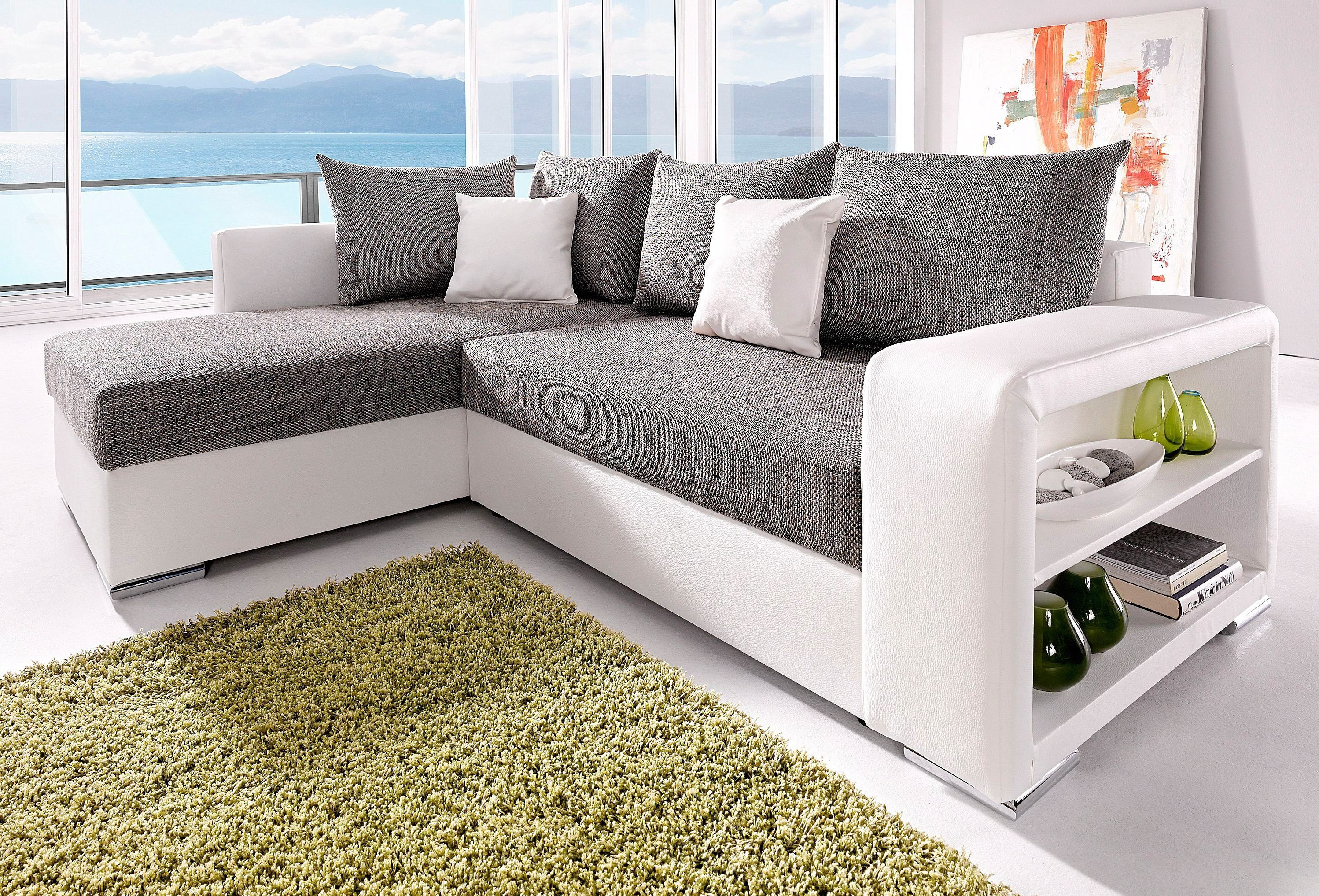 COLLECTION AB Ecksofa "John L-Form", Regalarmlehne,Bettfunktion,Bettkasten, günstig online kaufen