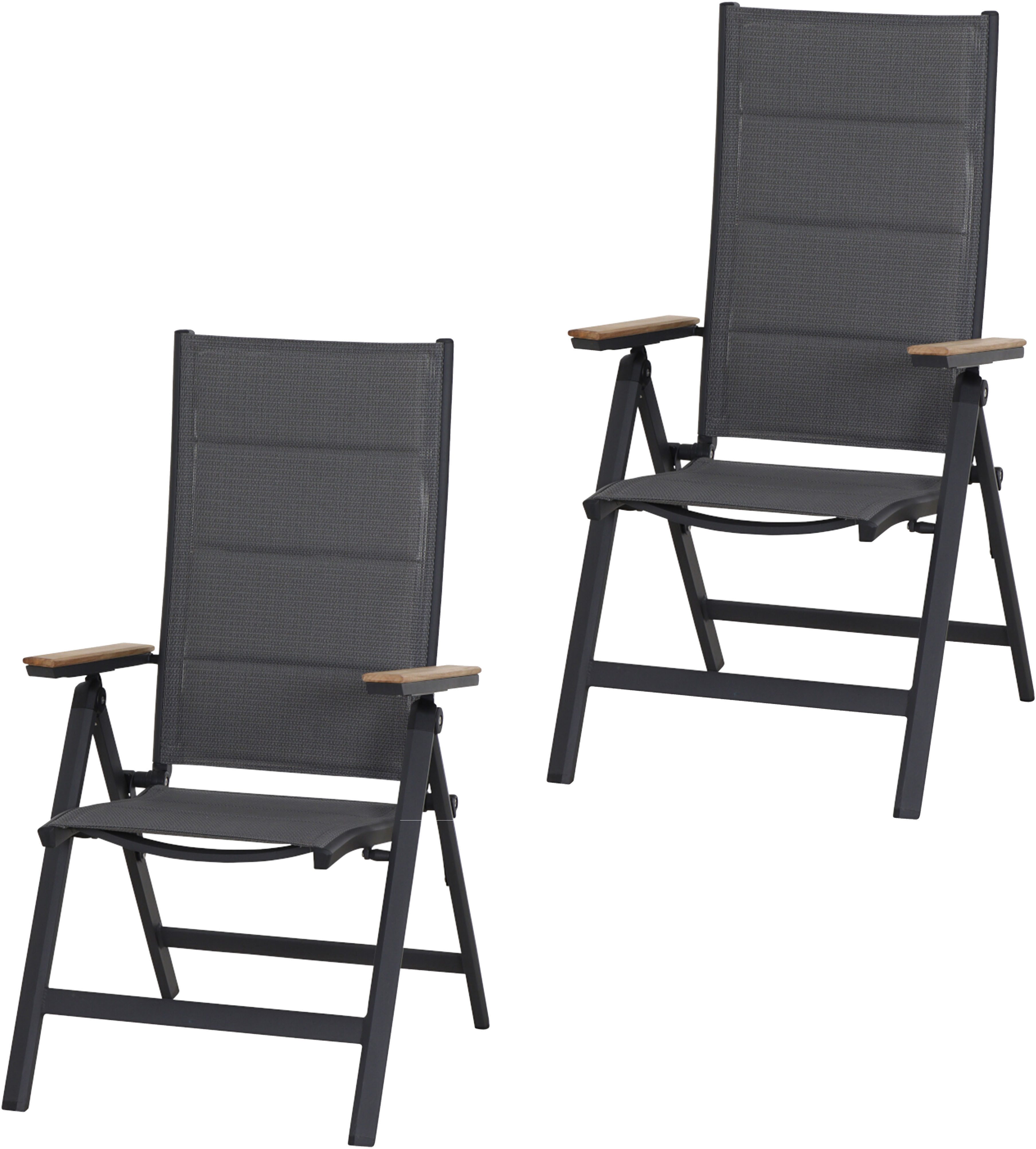 Siena Garden Gartensessel Tesoro Klappsessel 2er-Set FSC (Set, 2-St), Alu, Textil, Teak FSC 100 %