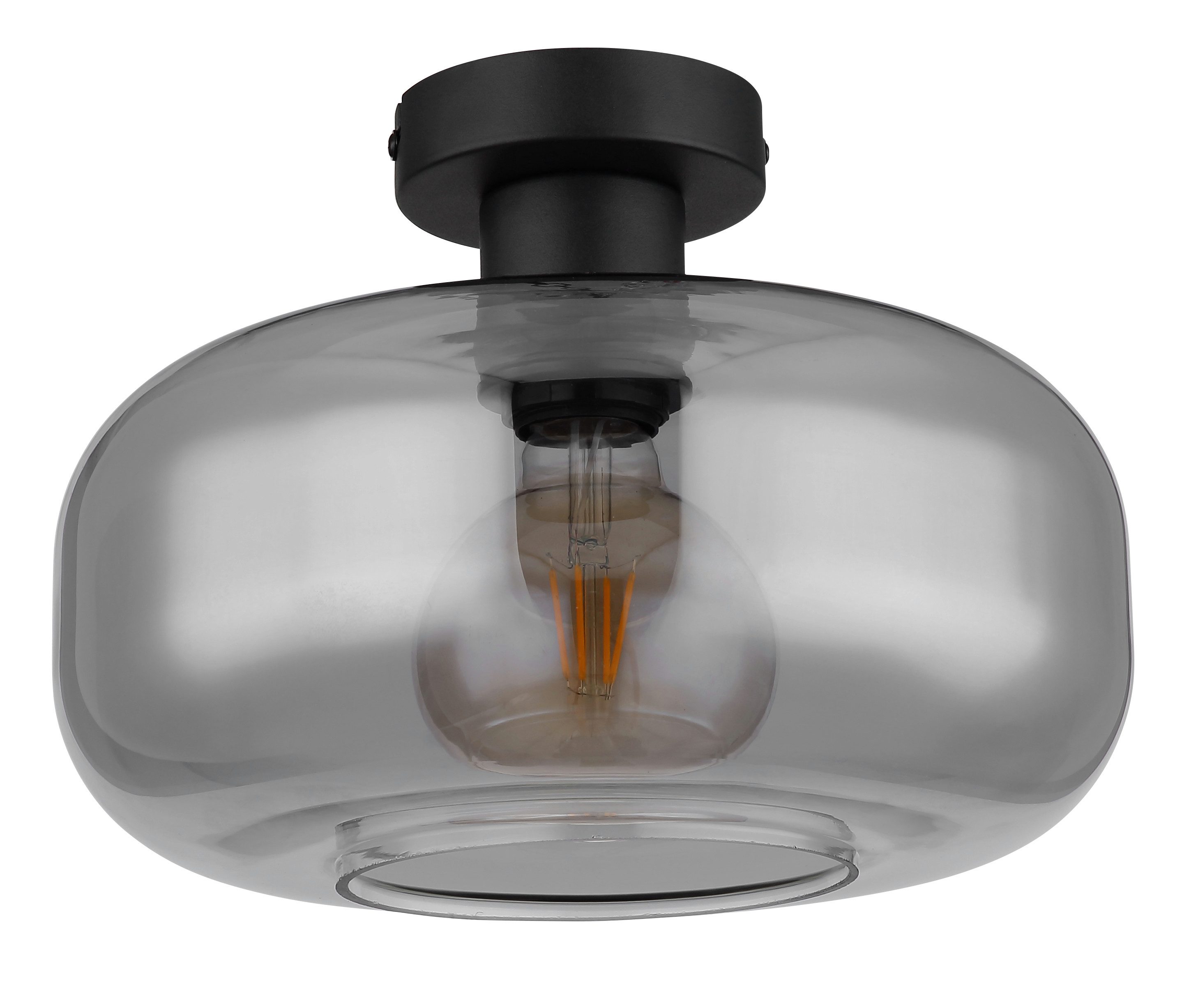GLOBO LIGHTING Deckenleuchte GIUSEPPE, ohne Leuchtmittel, Deckenlampe/Metall/Glas rauchfarben/Wohnzimmer/Flur