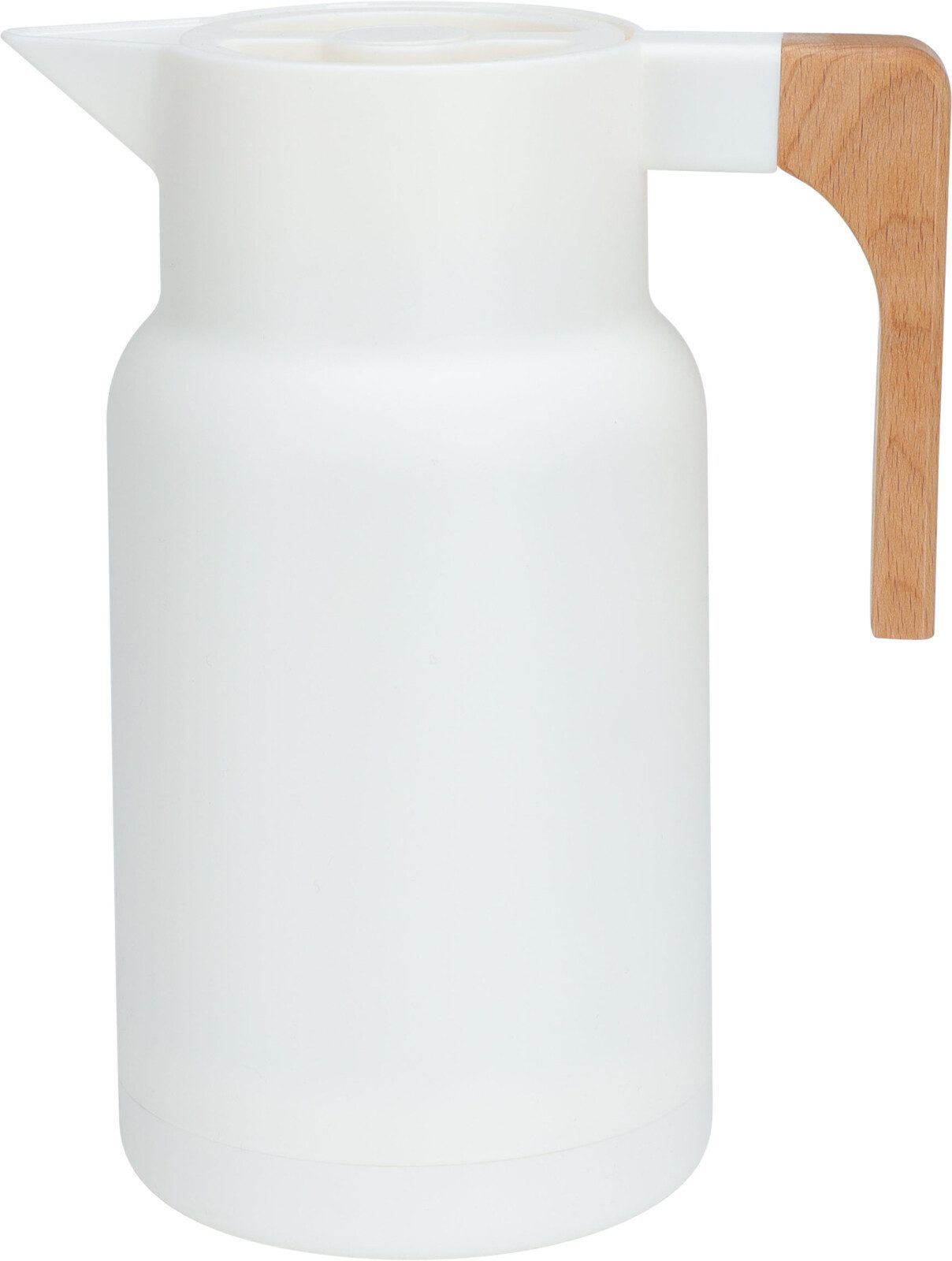 Koopman Kaffeekanne Isolierkanne 1 L Thermoskanne Kunststoff Bambusgriff 2 Farben Kaffee, (1-St), 1L, Teekanne, Bambusgriff, weiß