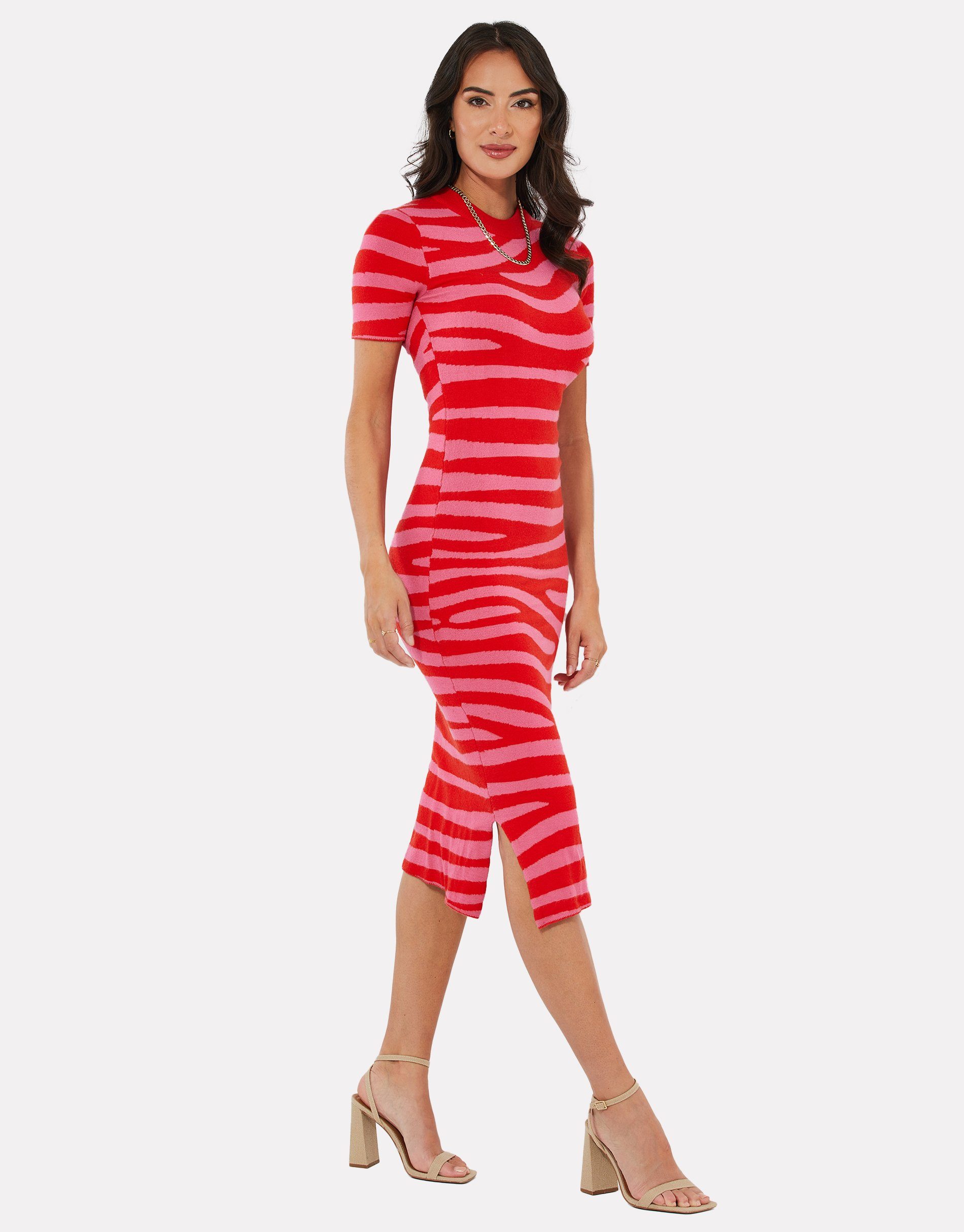 Threadbare Sommerkleid THB Marty Zebra Dress Pink | Sommerkleider
