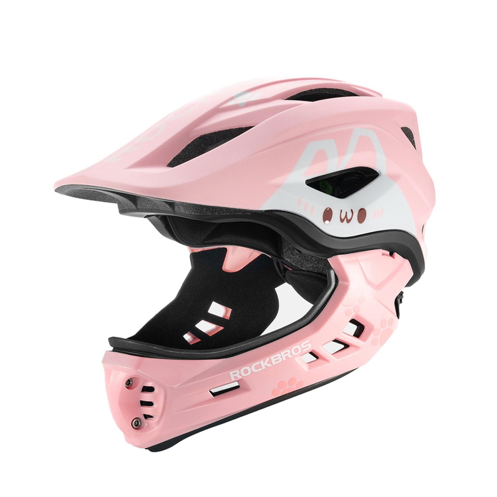 ROCKBROS Fahrradhelm TT-32002 Größe M in Rosa, Fullface Kinder MTB BMX Downhill Schutzhelm Helm Belüftet Leicht